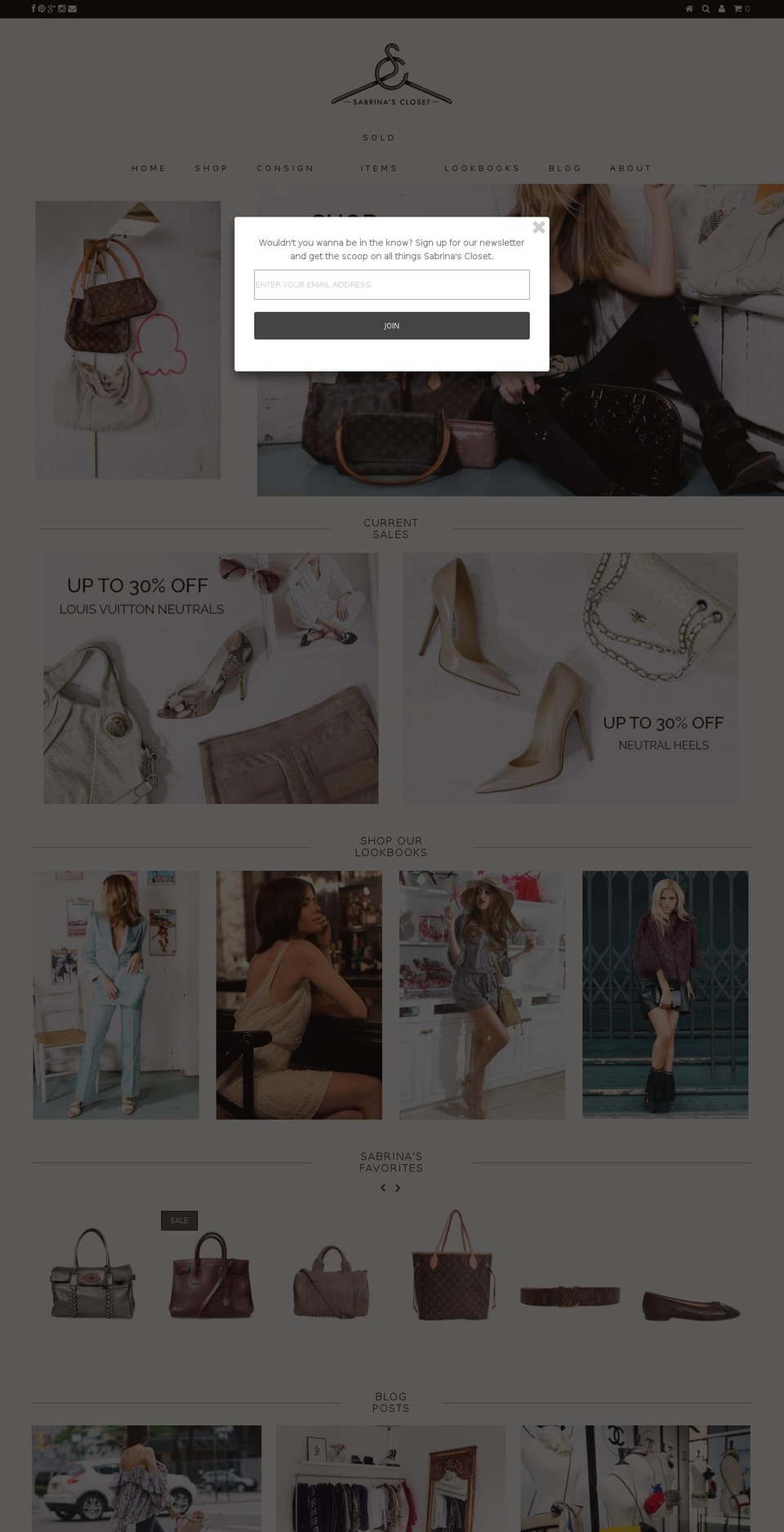 sabrinascloset.ca shopify website screenshot