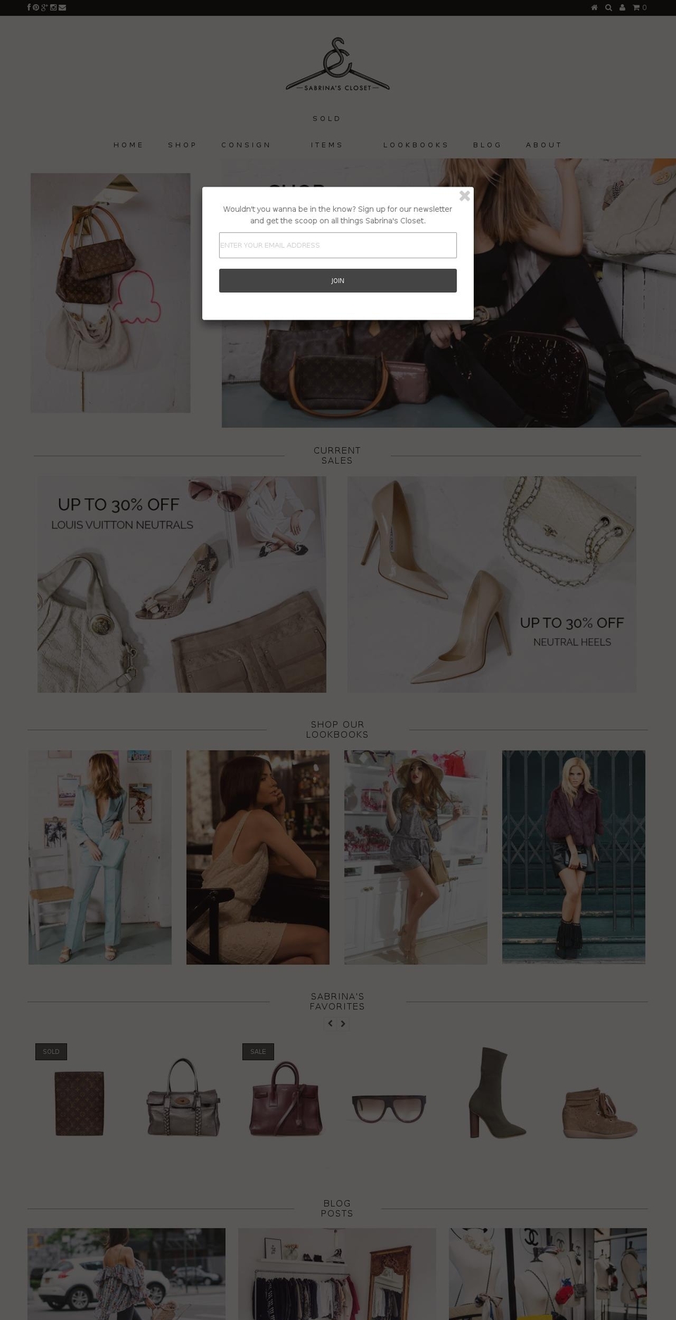 sabrinascloset.com shopify website screenshot