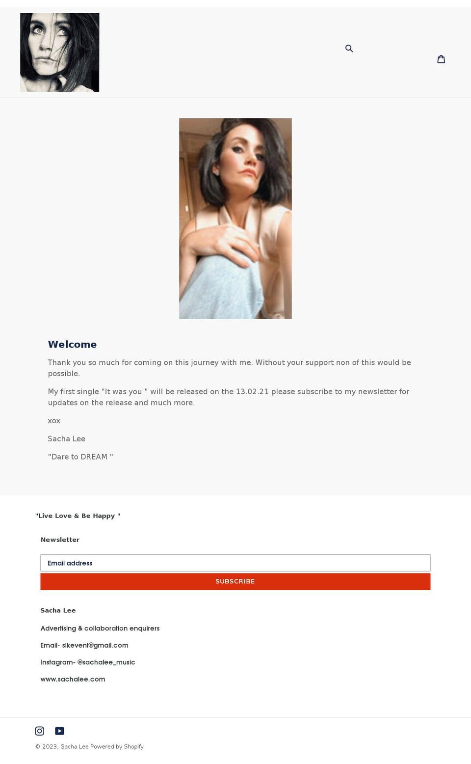 sachalee.com shopify website screenshot