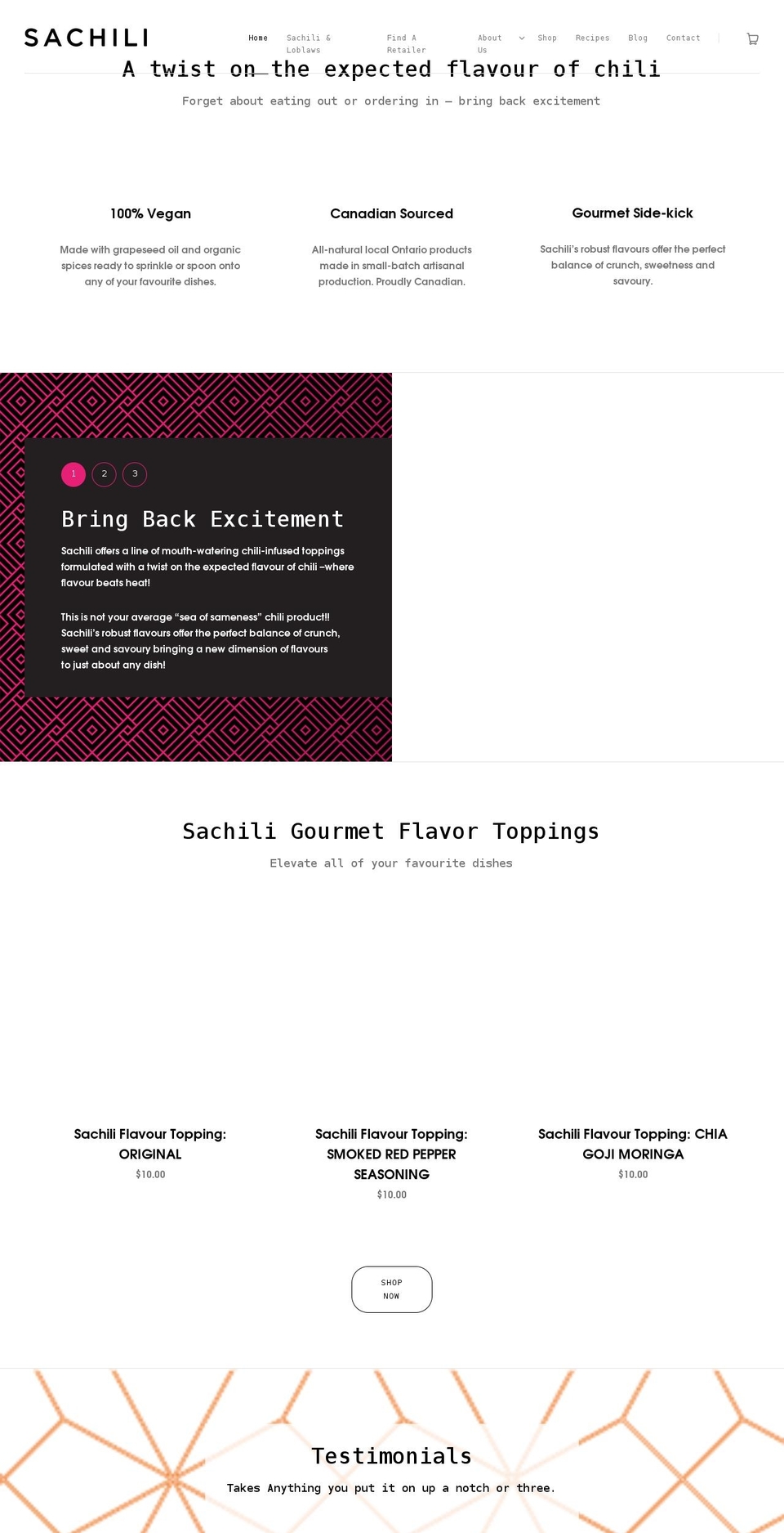 sachili.com — Shopify storefront screenshot