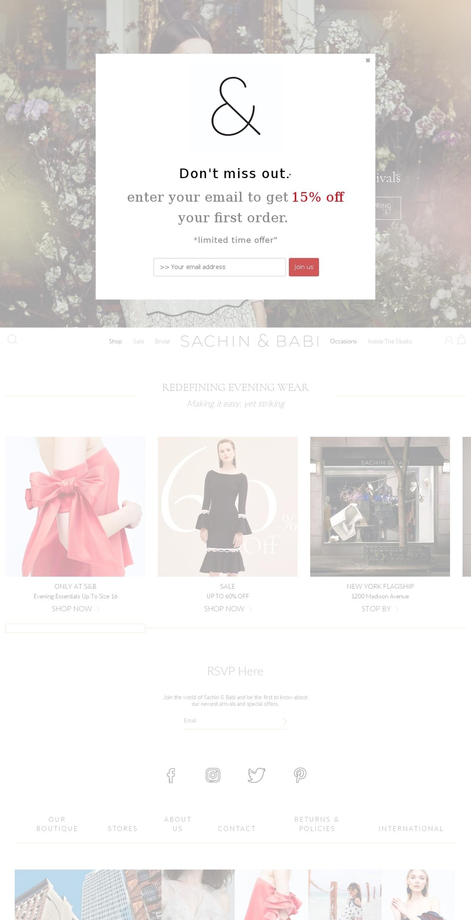 sachinandbabi.com shopify website screenshot