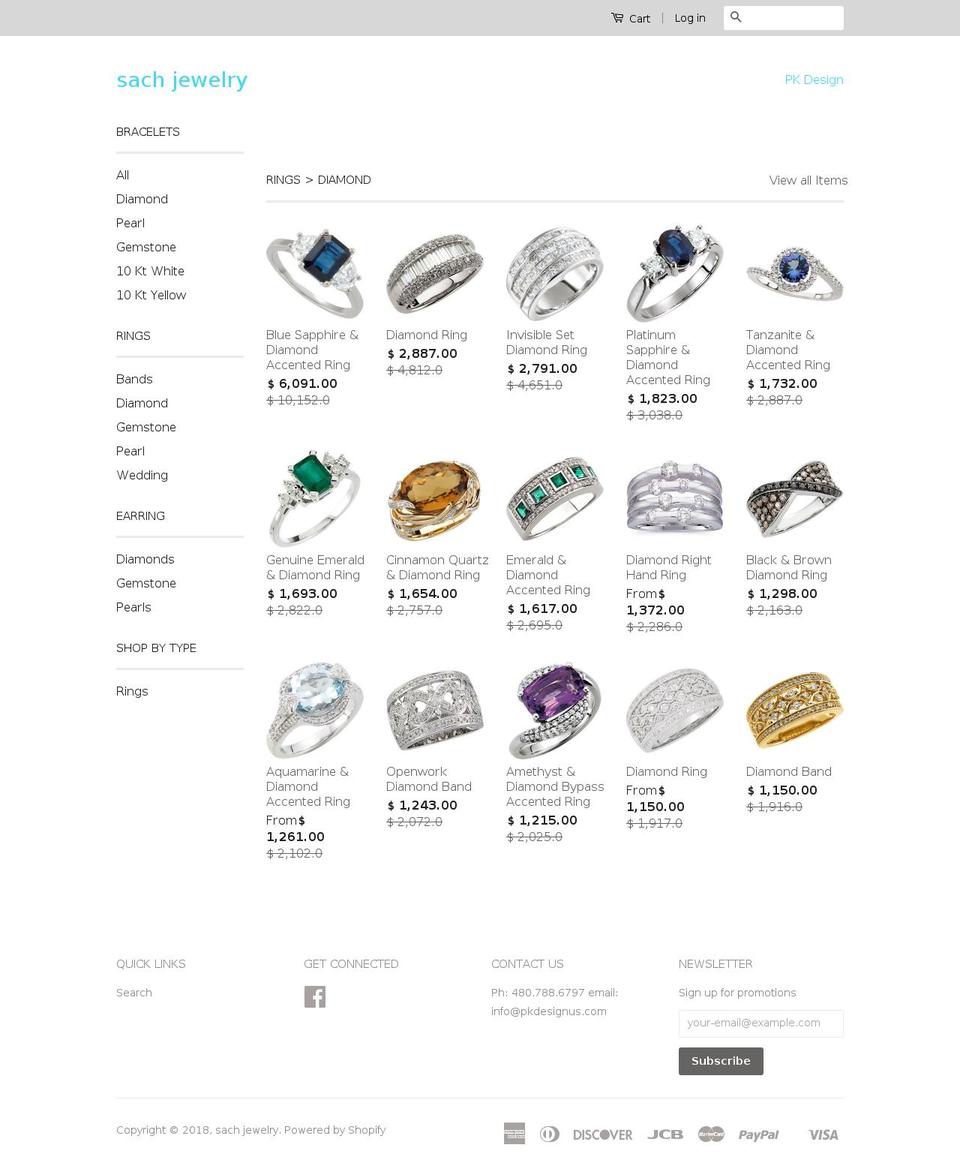 sachjewelry.com shopify website screenshot