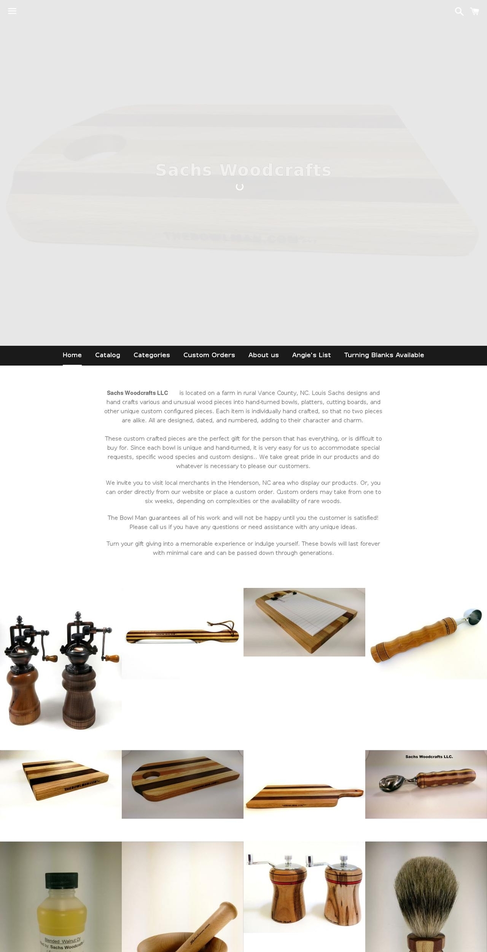 sachswoodcrafts.com shopify website screenshot