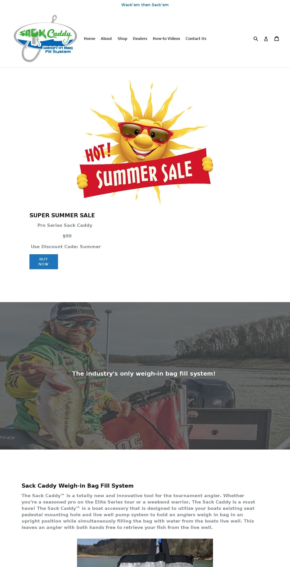 sackcaddy.com shopify website screenshot