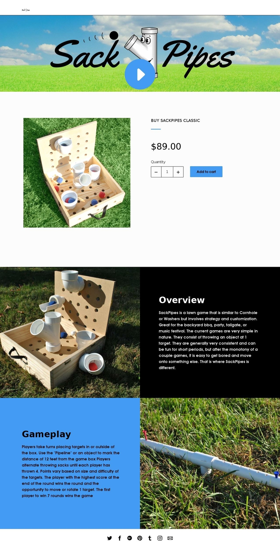 sackpipes.com shopify website screenshot