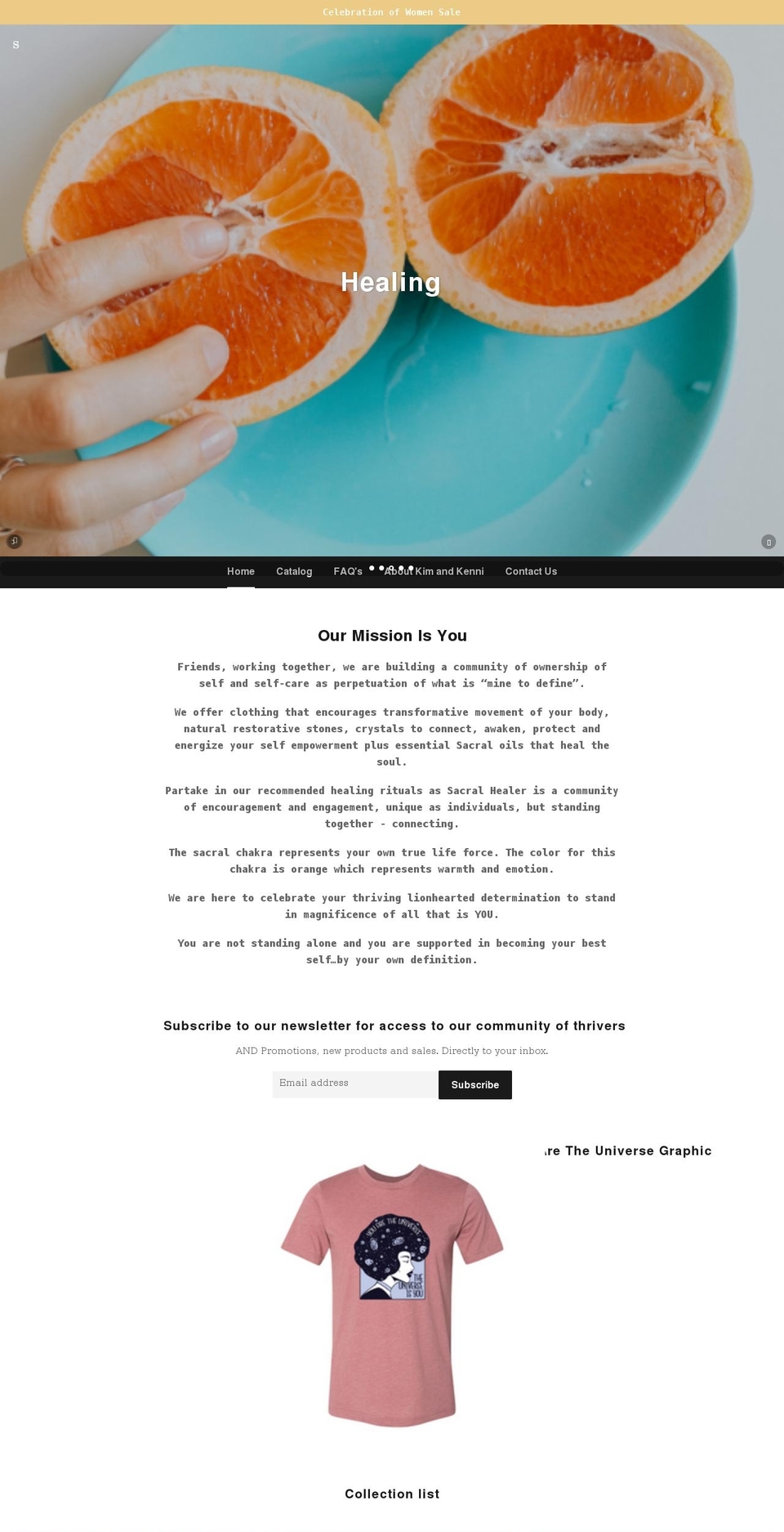 sacralhealer.com shopify website screenshot