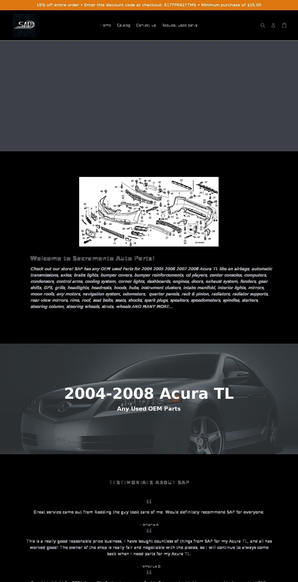sacramentocarparts.com — Shopify storefront screenshot