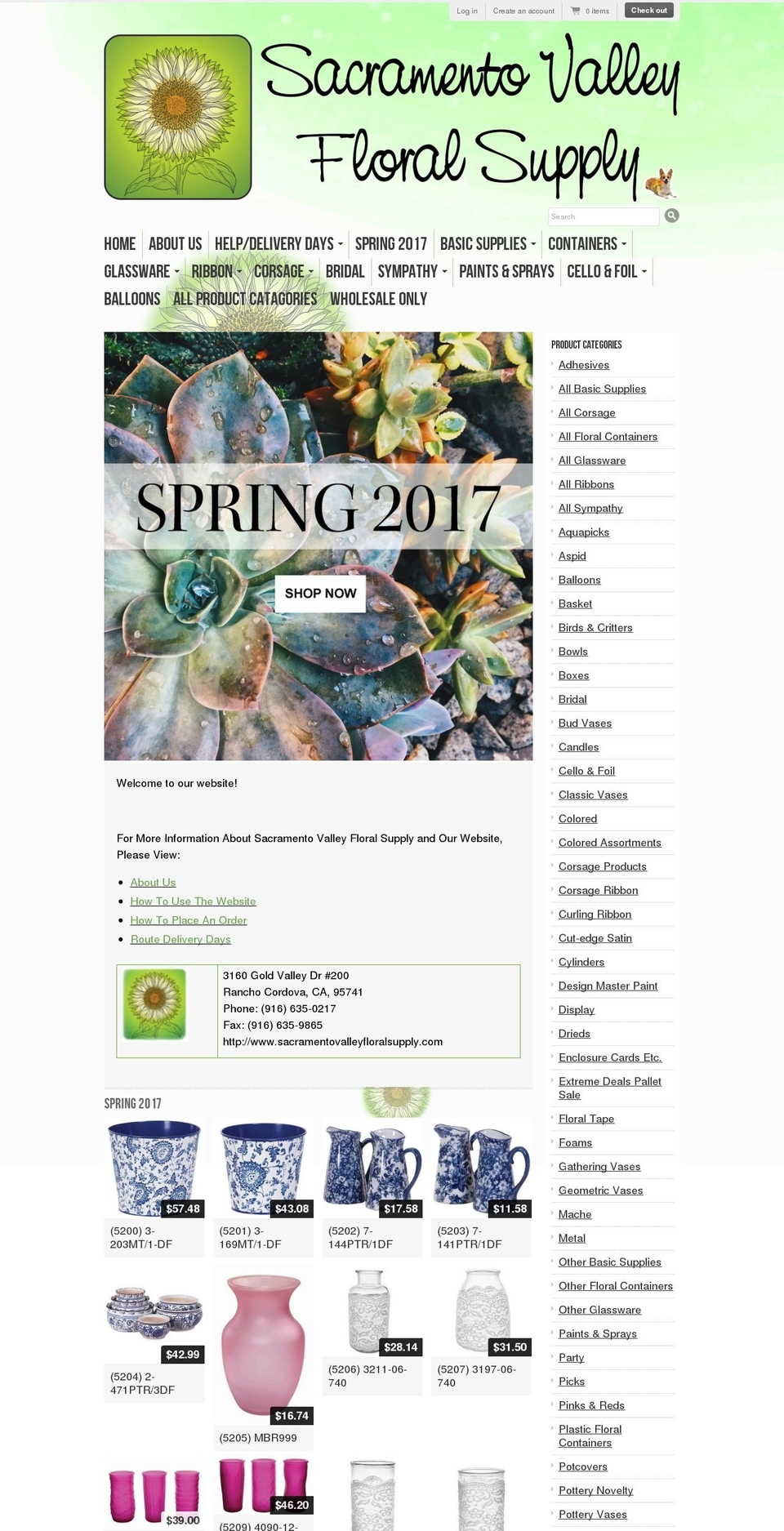 sacramentovalleyfloralsupply.com shopify website screenshot