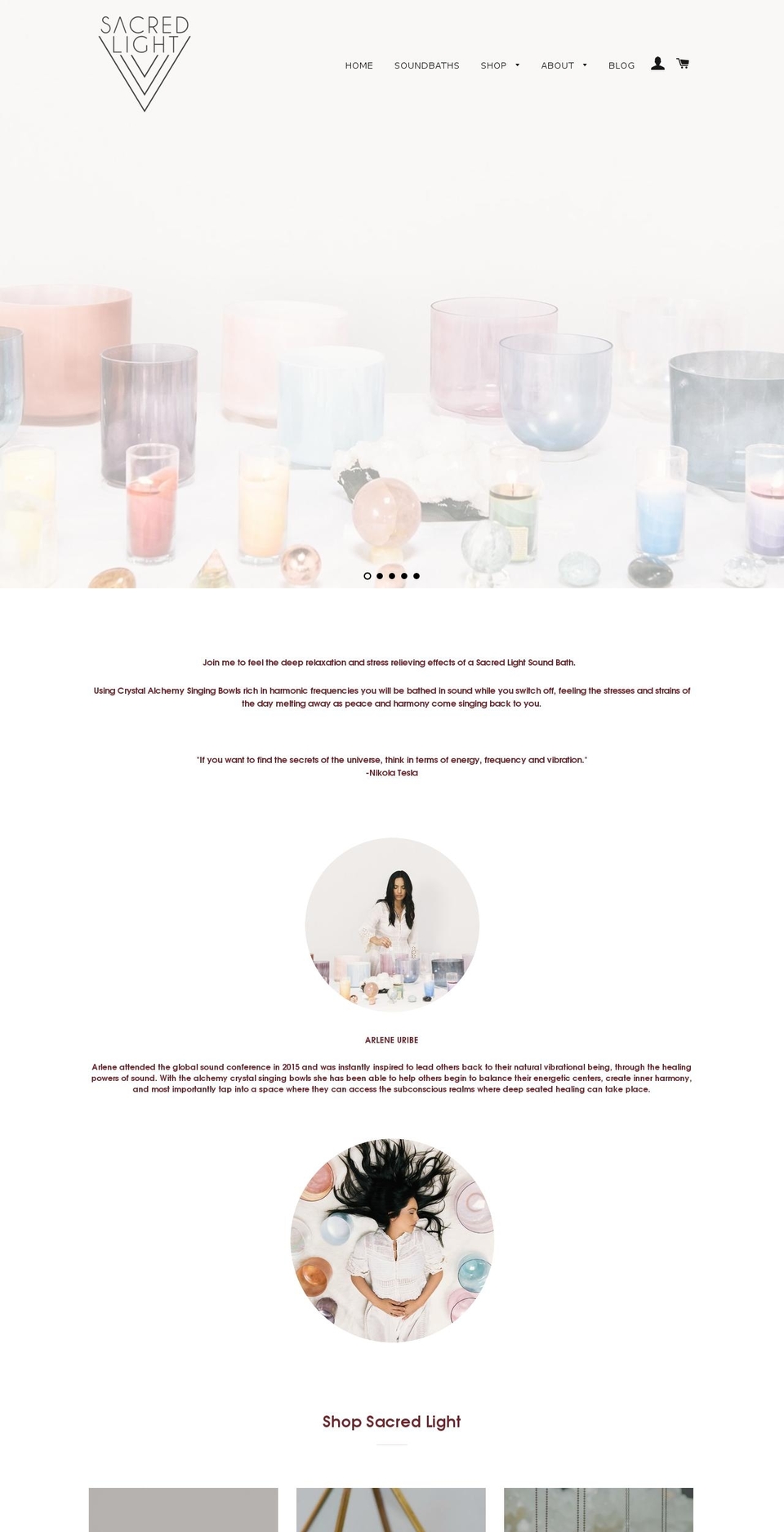 sacred-light.com shopify website screenshot