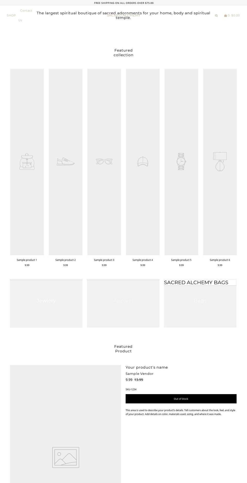 sacredalchemist.com — Shopify storefront screenshot