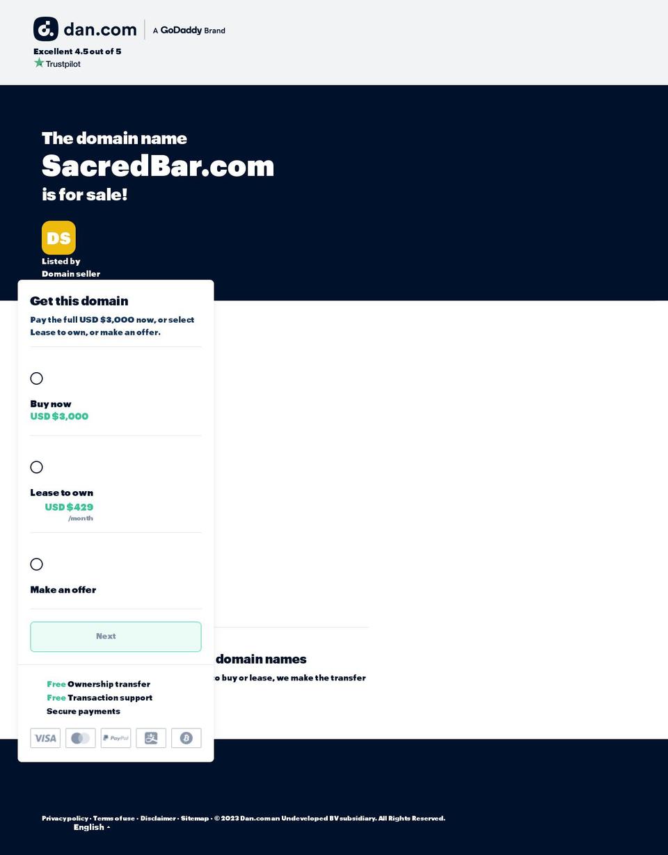 sacredbar.com — Shopify storefront screenshot