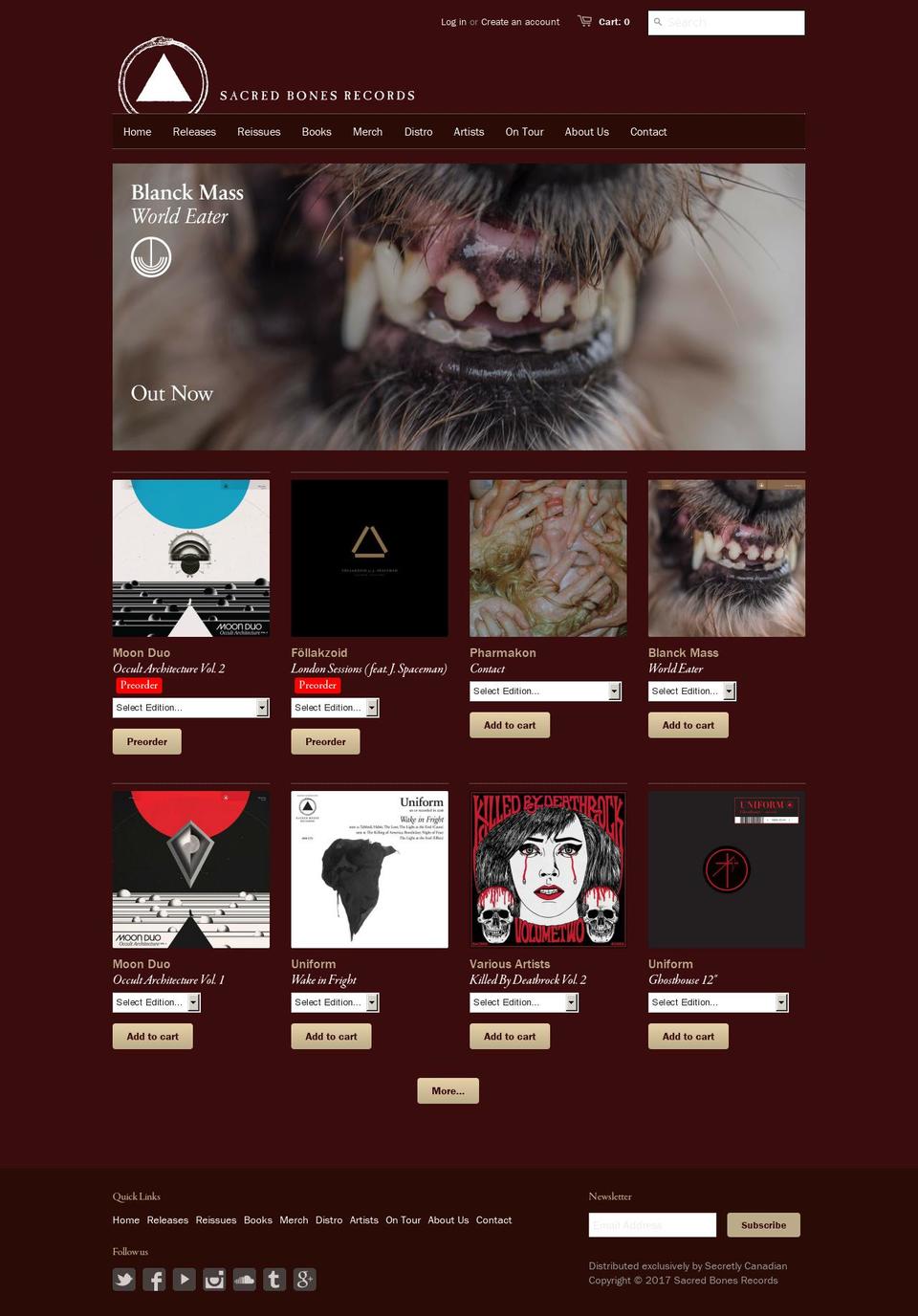 sacredbones.com shopify website screenshot