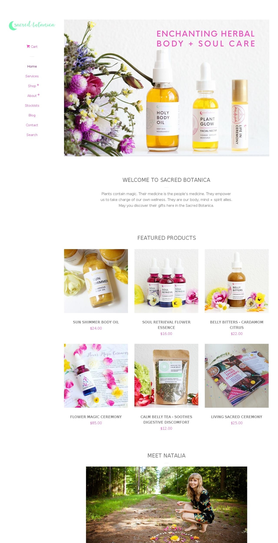 sacredbotanica.com — Shopify storefront screenshot