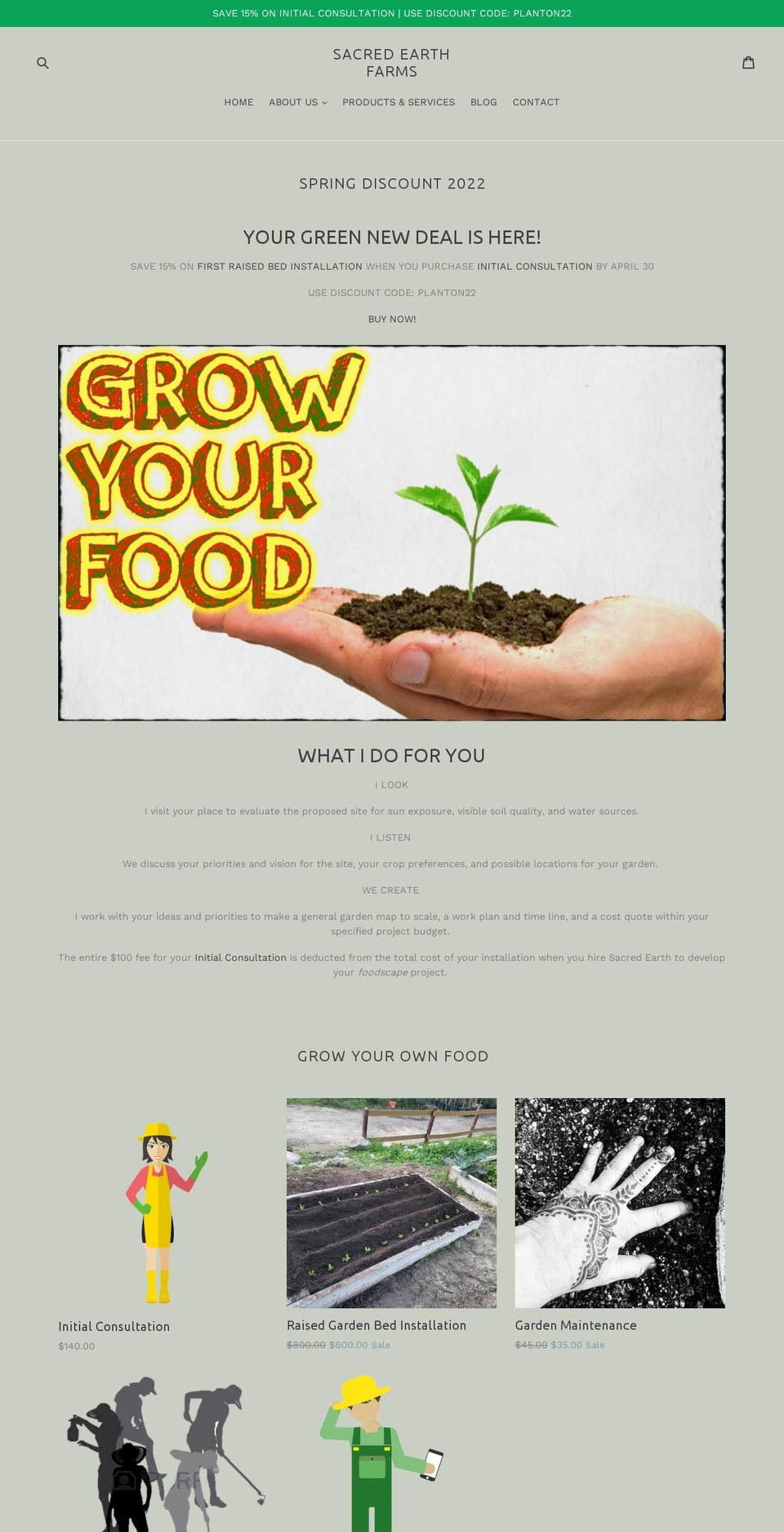 sacredearthfarm.org shopify website screenshot
