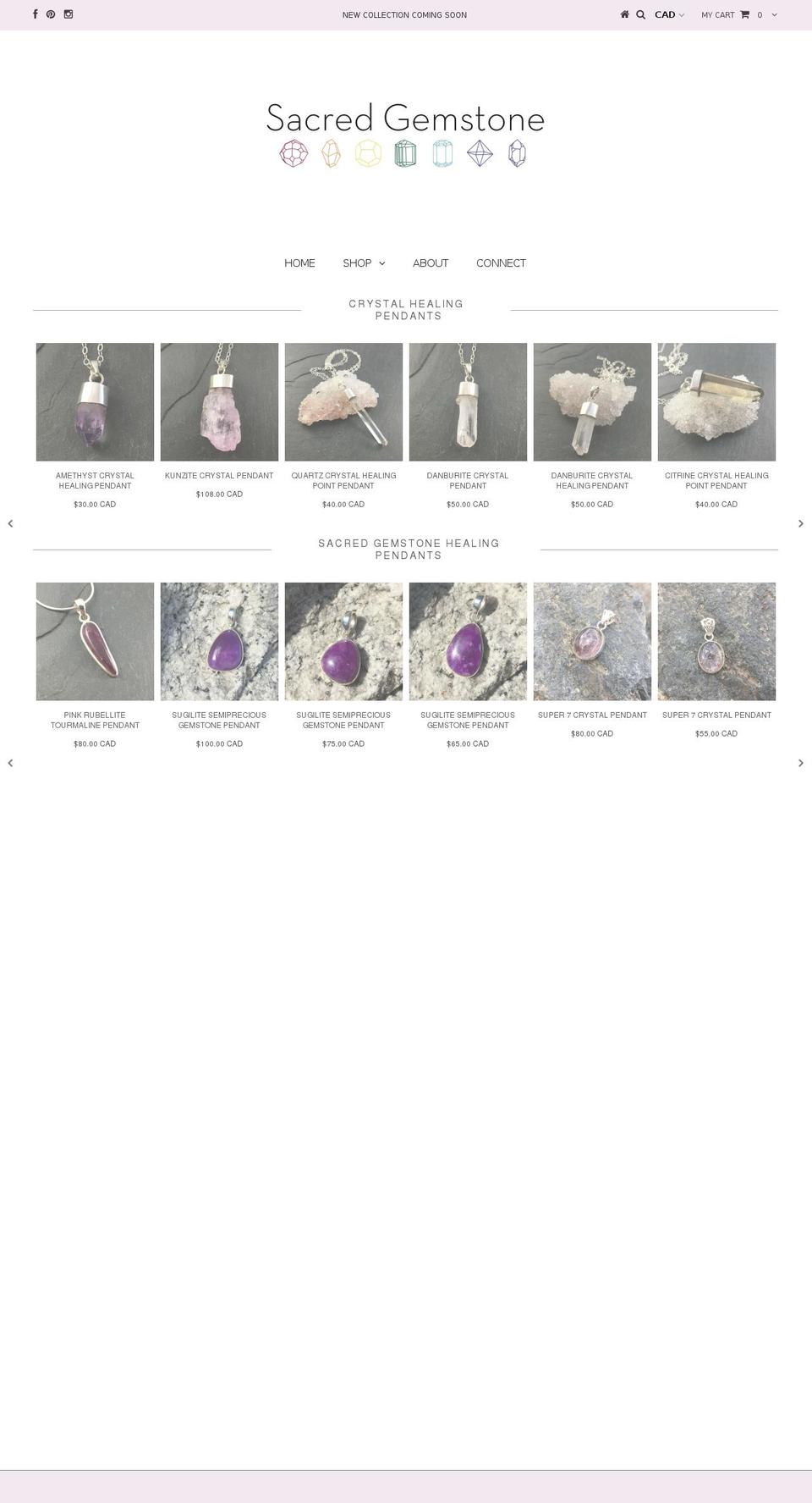 sacredgemstone.com shopify website screenshot