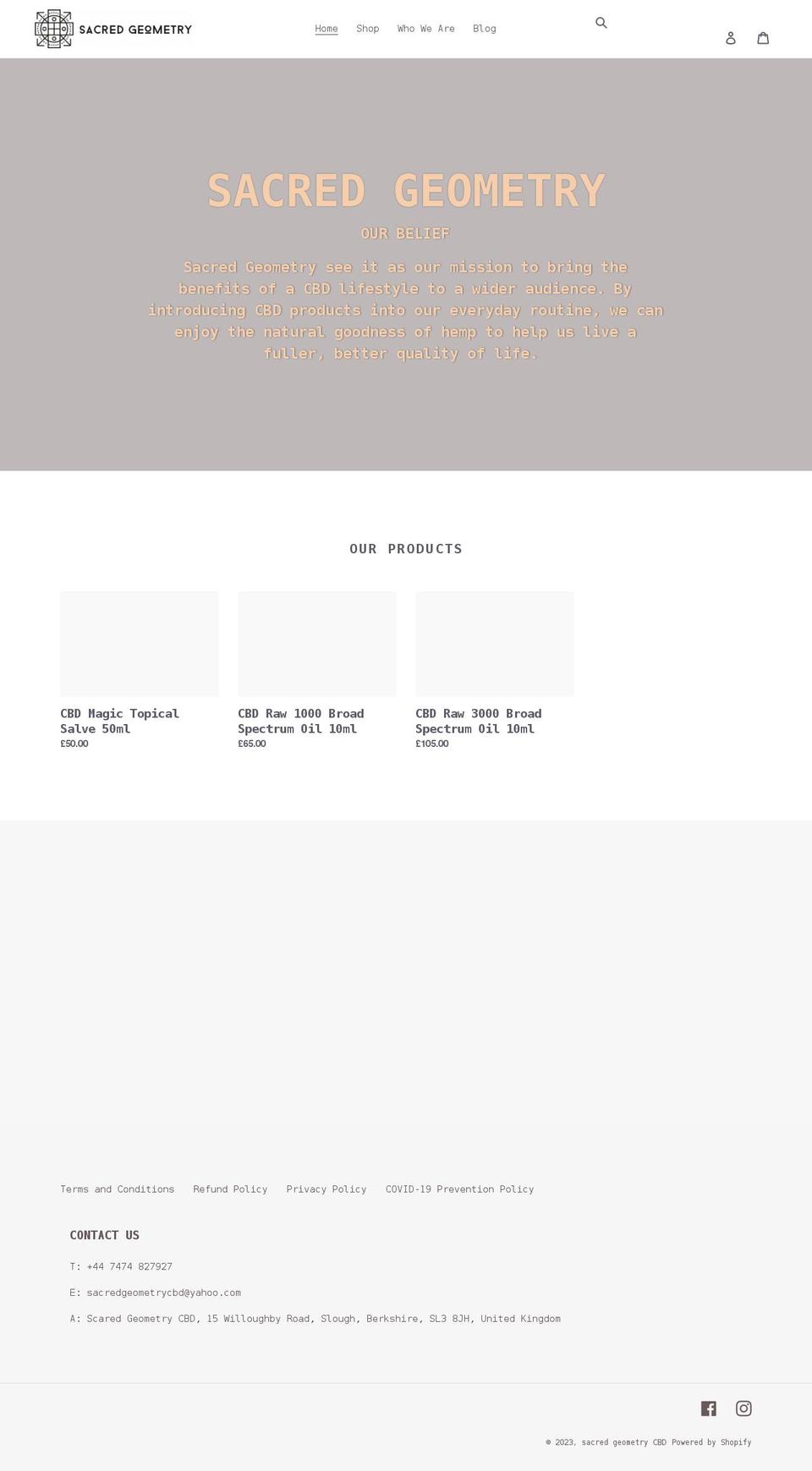 sacredgeometrycbd.co.uk shopify website screenshot