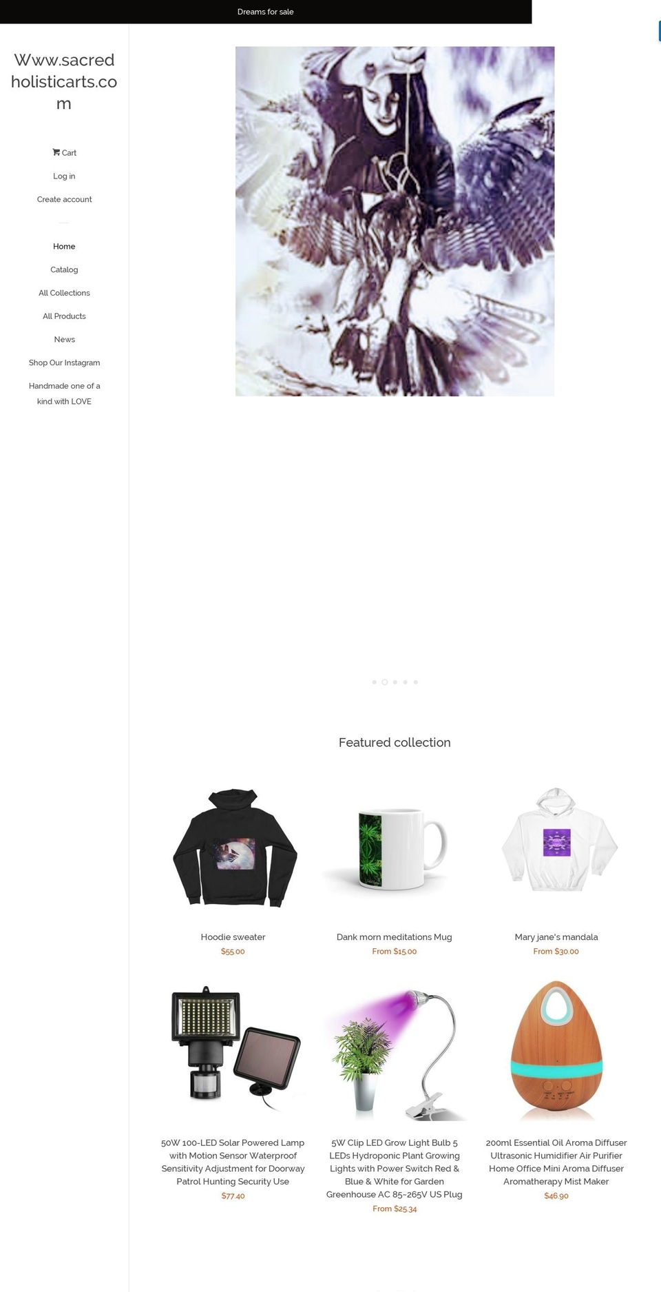 sacredholisticarts.com shopify website screenshot