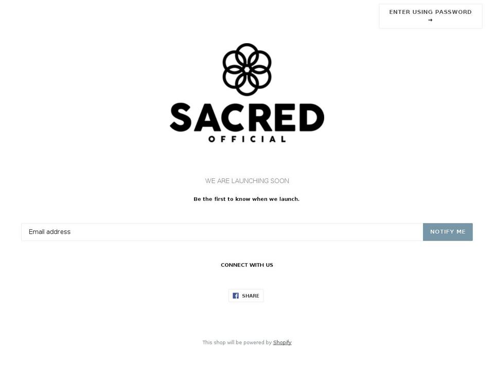 sacredofficial.com — Shopify storefront screenshot