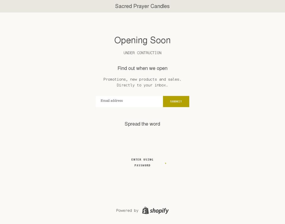 sacredprayercandle.com shopify website screenshot