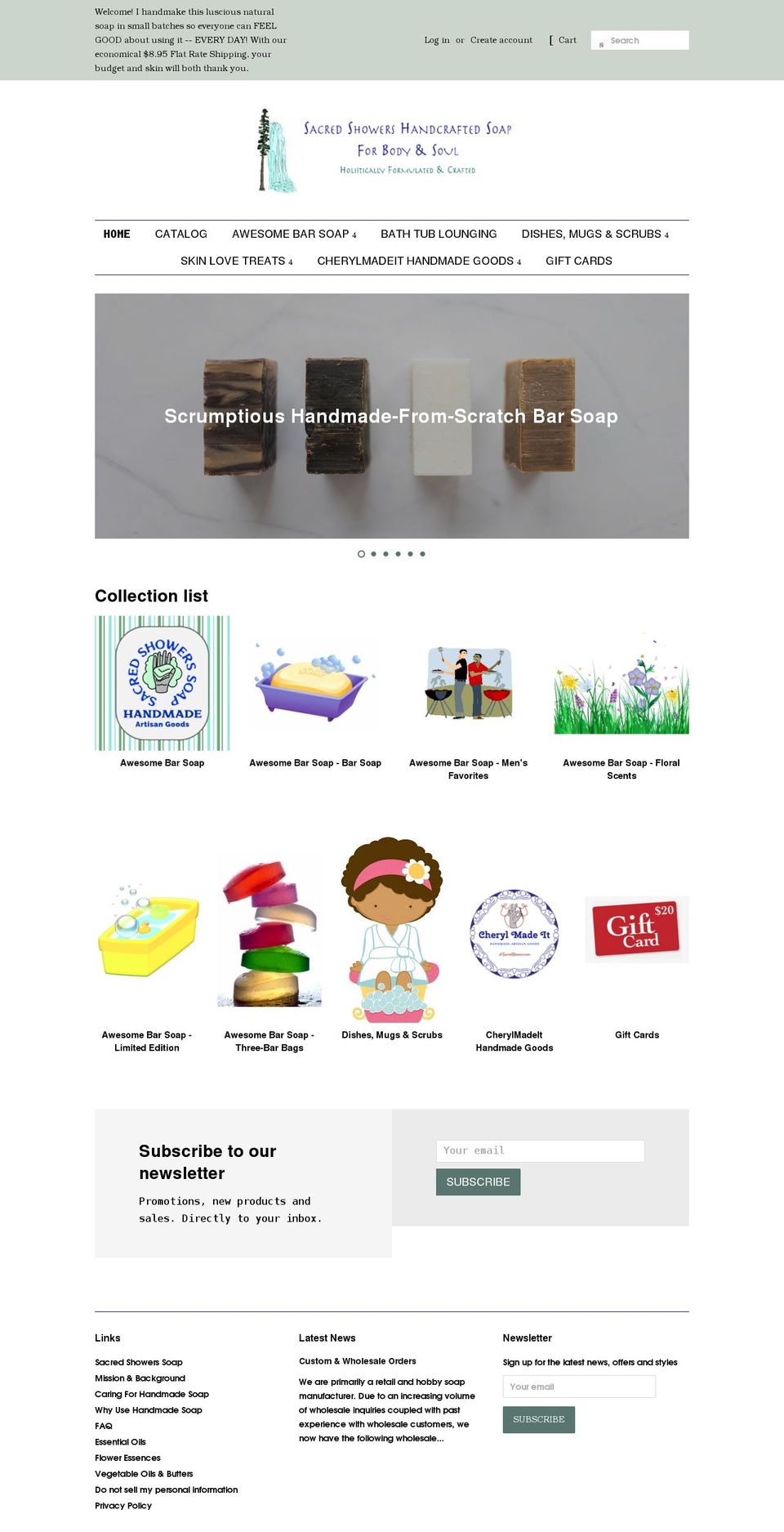sacredshowers.com shopify website screenshot