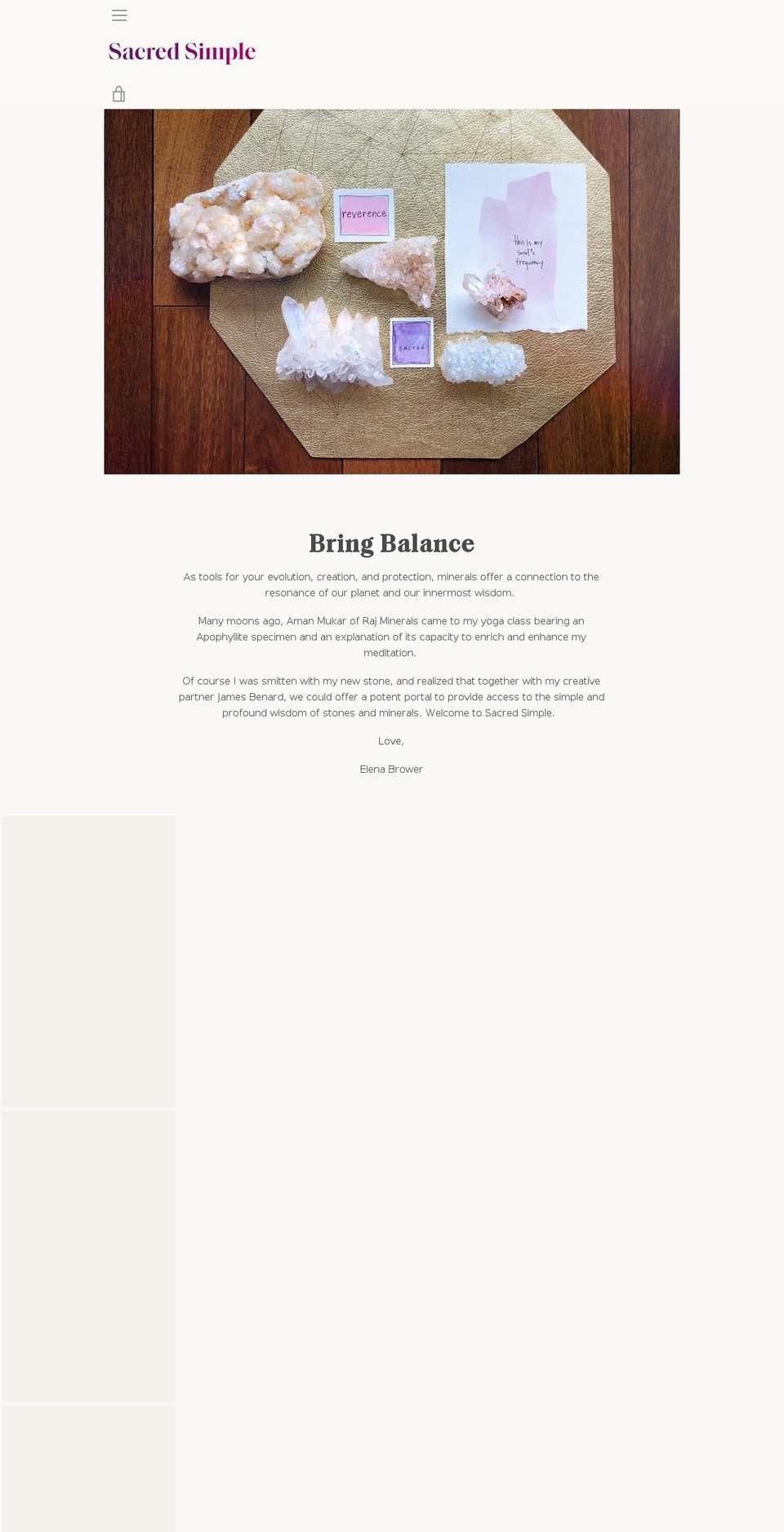 sacredsimple.com — Shopify storefront screenshot