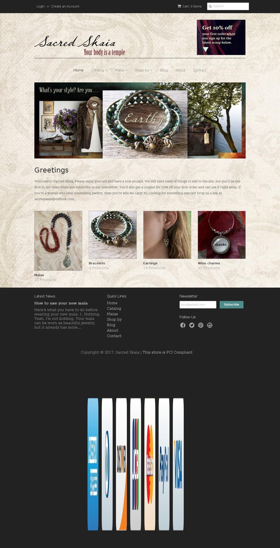 sacredskaia.com shopify website screenshot