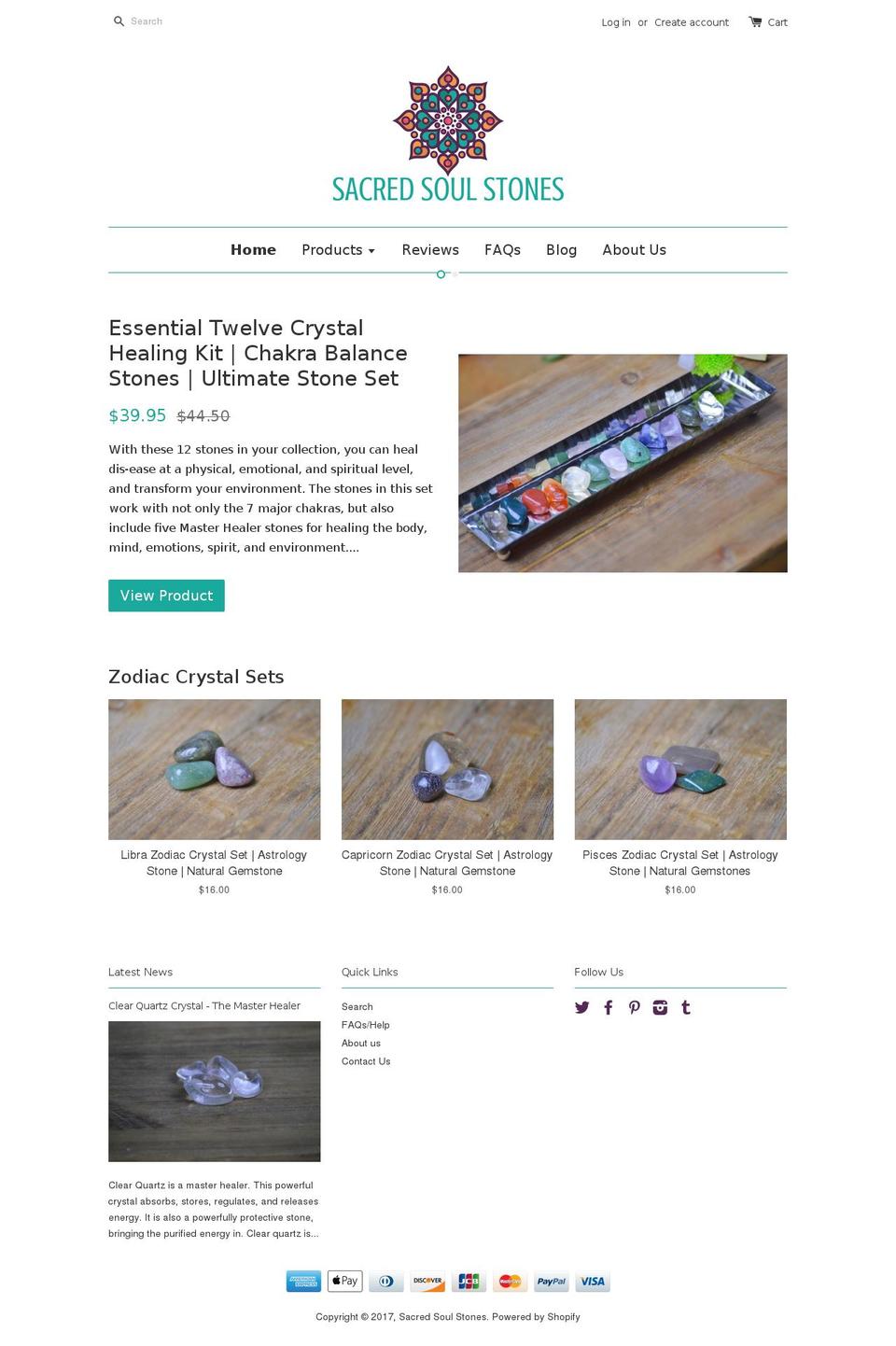 sacredsoulstones.com shopify website screenshot