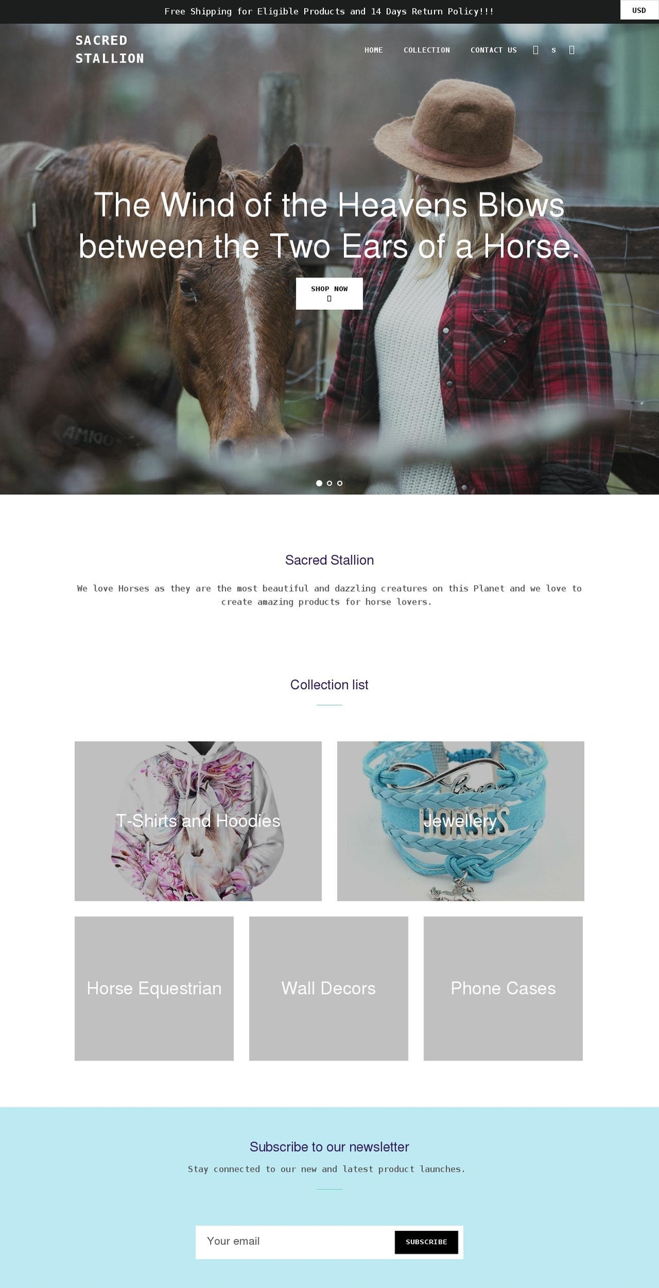 sacredstallion.com shopify website screenshot