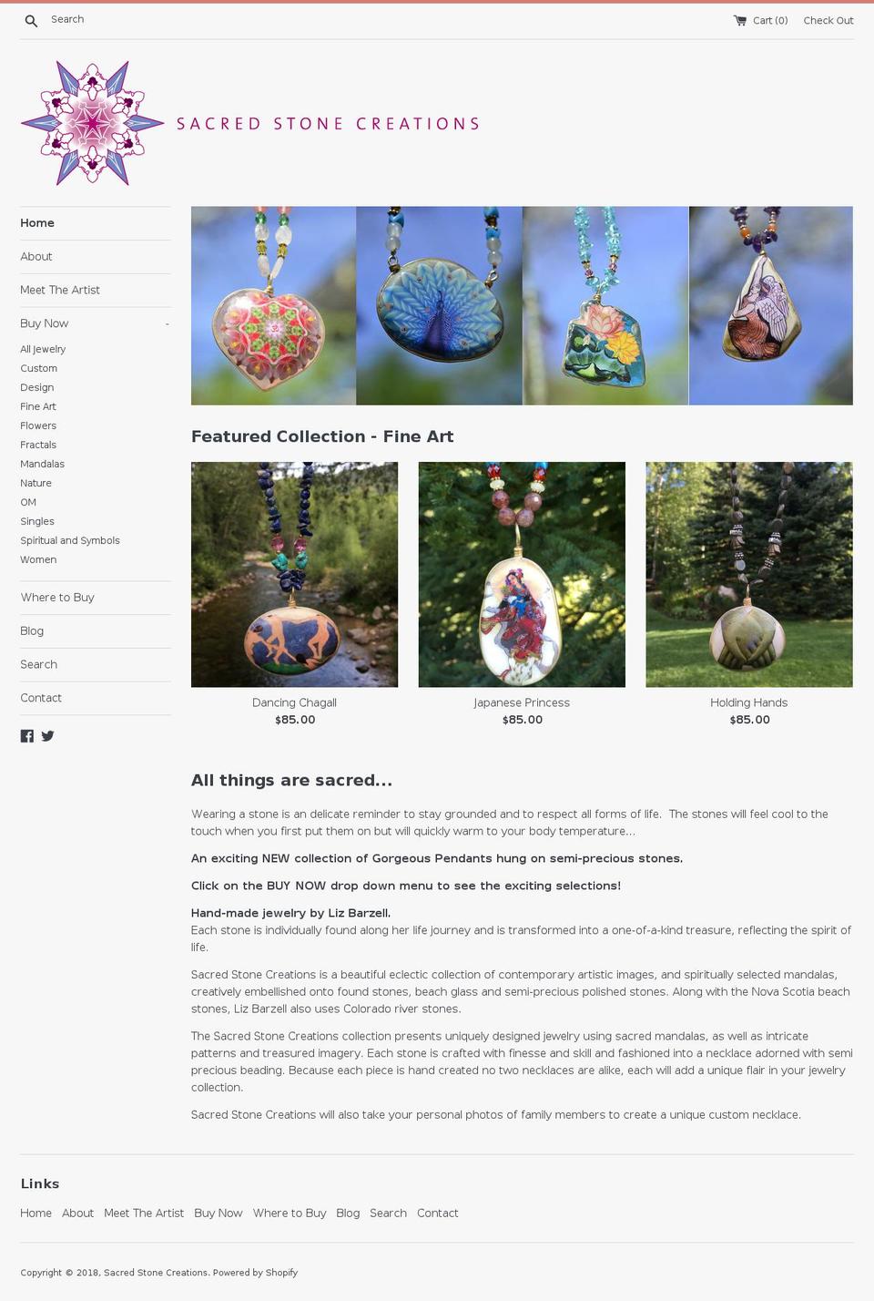 sacredstonecreations.com shopify website screenshot