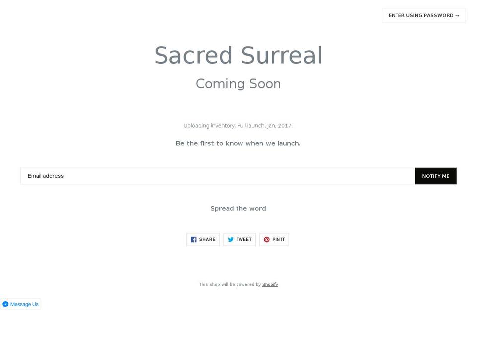 sacredsurreal.com shopify website screenshot