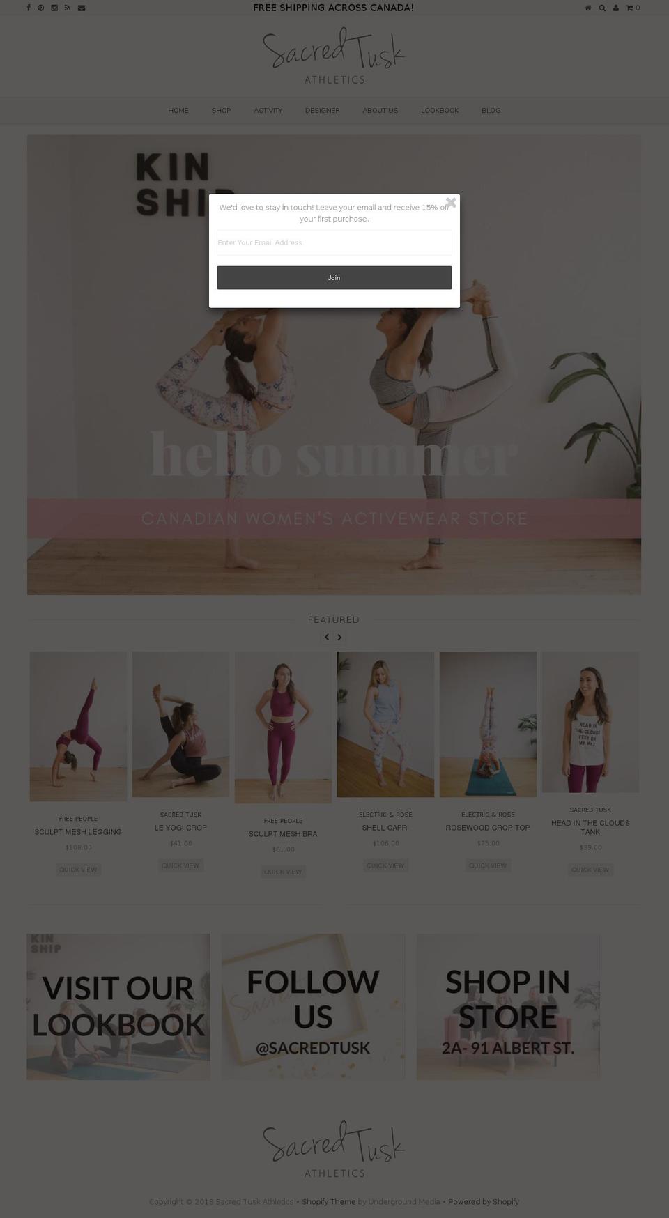 sacredtusk.com — Shopify storefront screenshot