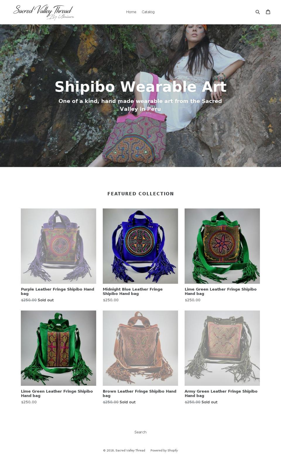 sacredvalleythread.com shopify website screenshot