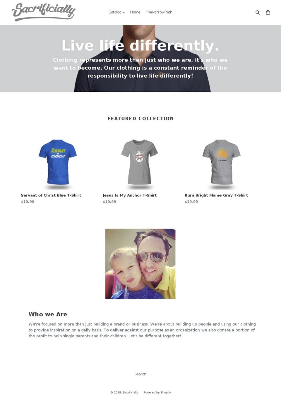 sacrificially.com — Shopify storefront screenshot