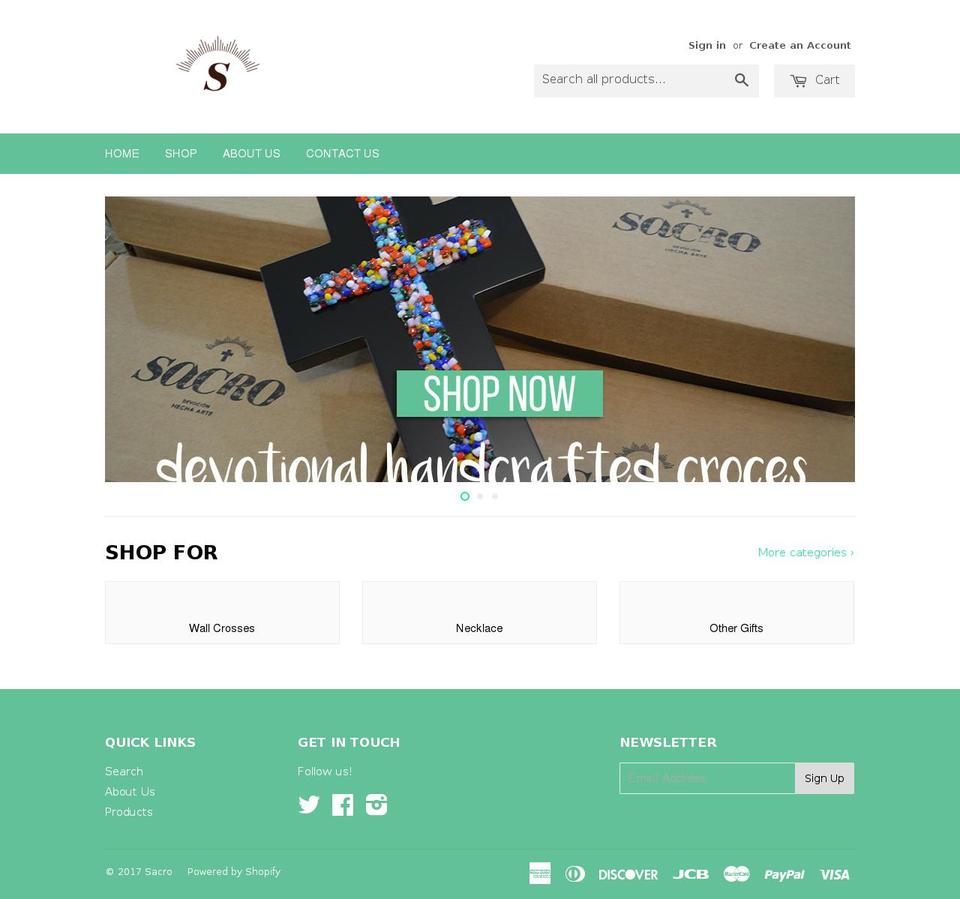 sacroofficial.com shopify website screenshot