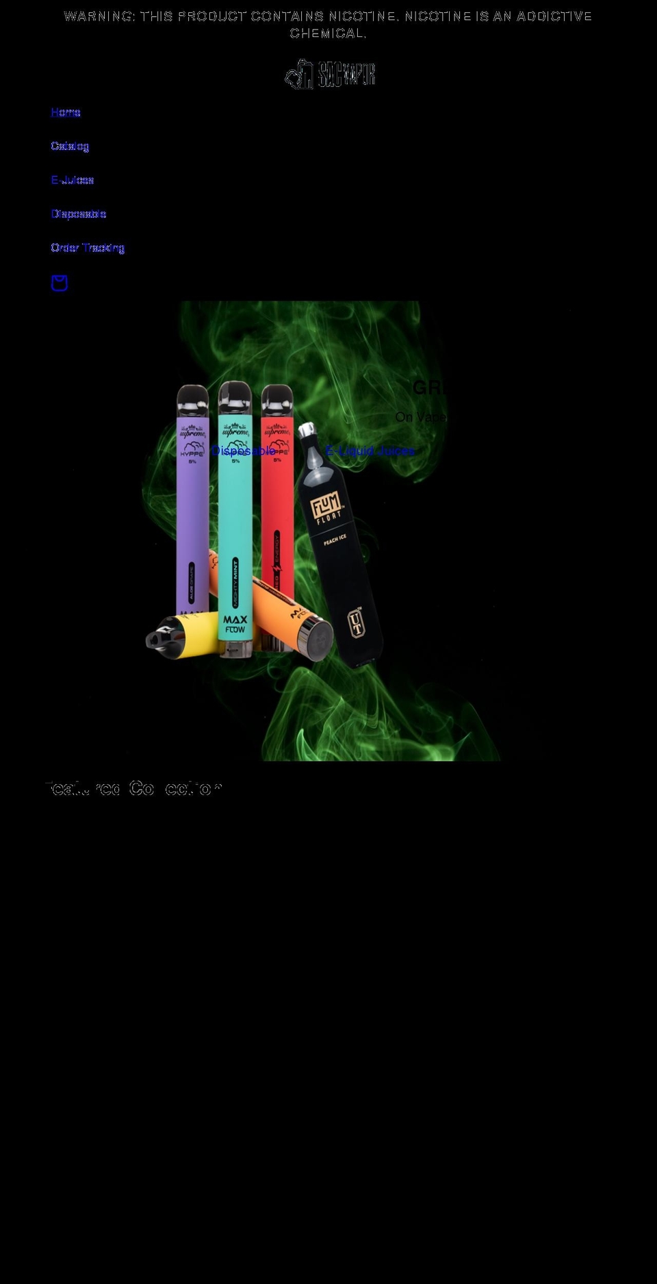 sacvapor.com shopify website screenshot