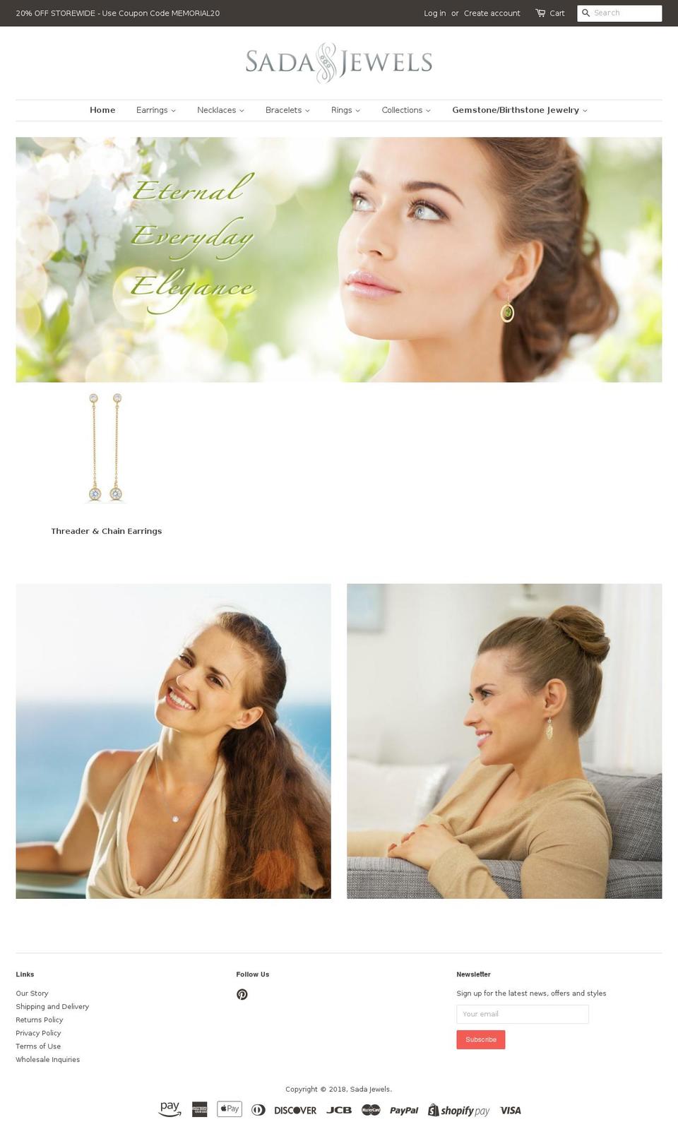 sadajewels.com shopify website screenshot