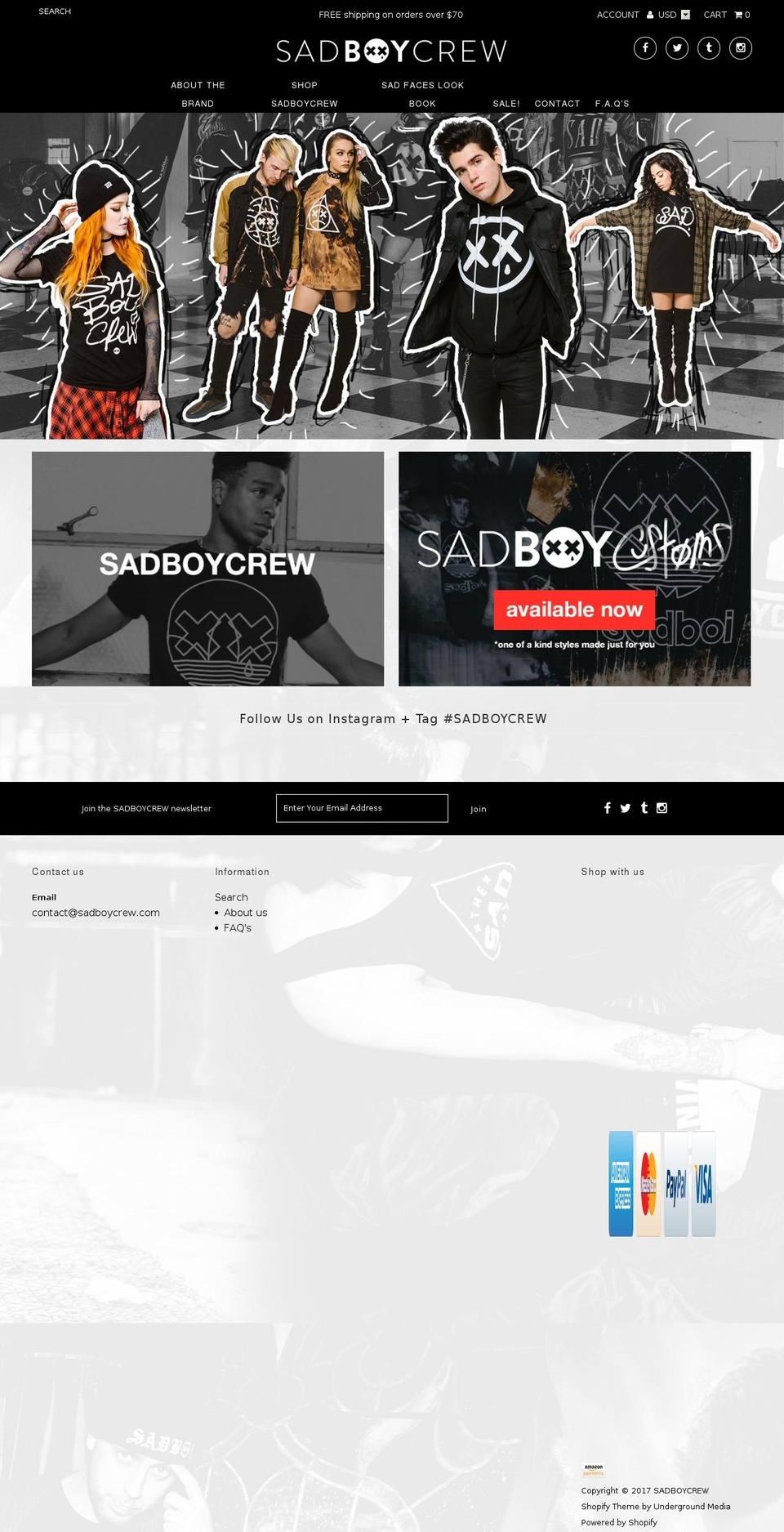 boundless Shopify theme site example sadboycrew.com