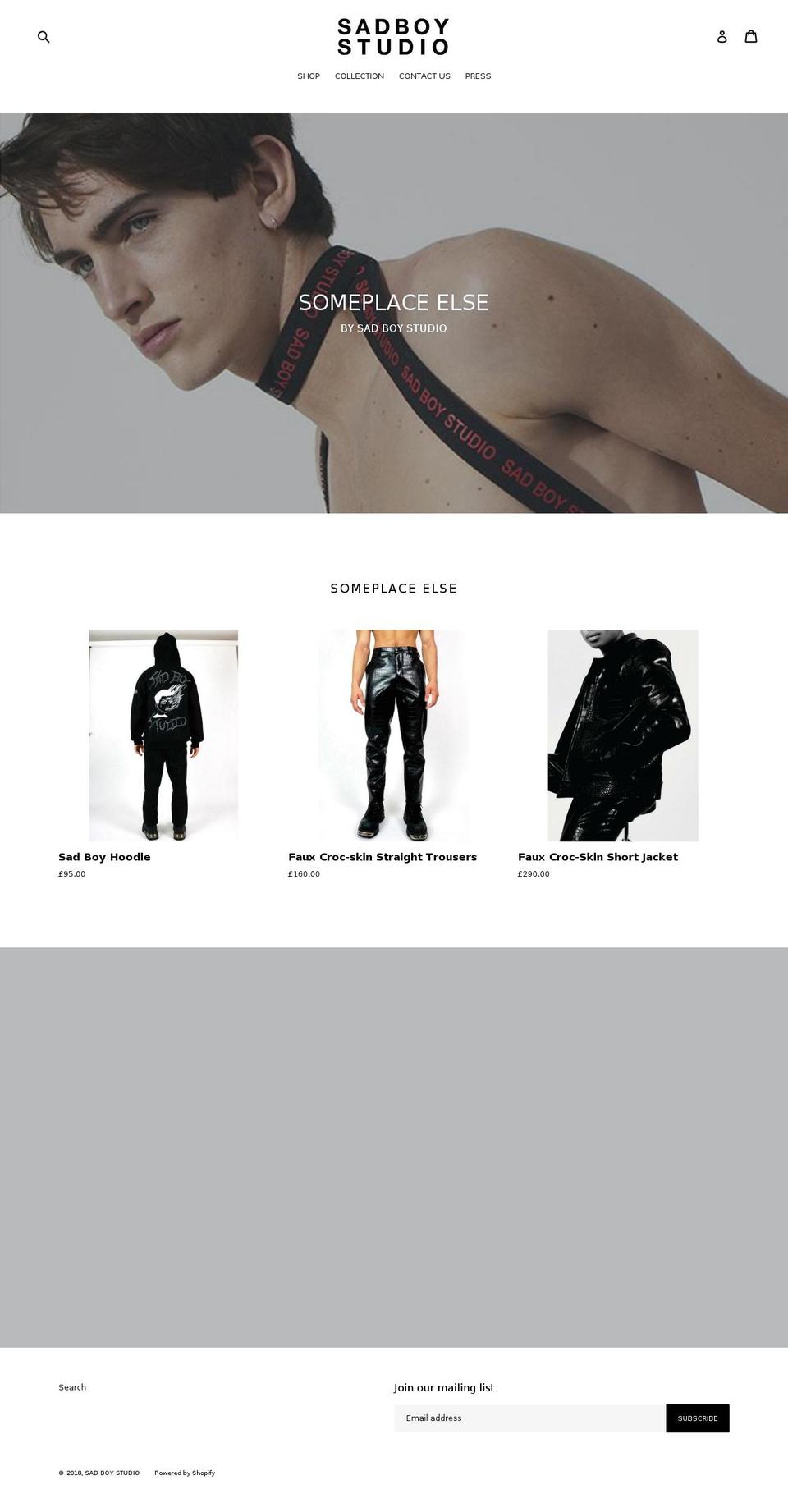 sadboystudio.com — Shopify storefront screenshot