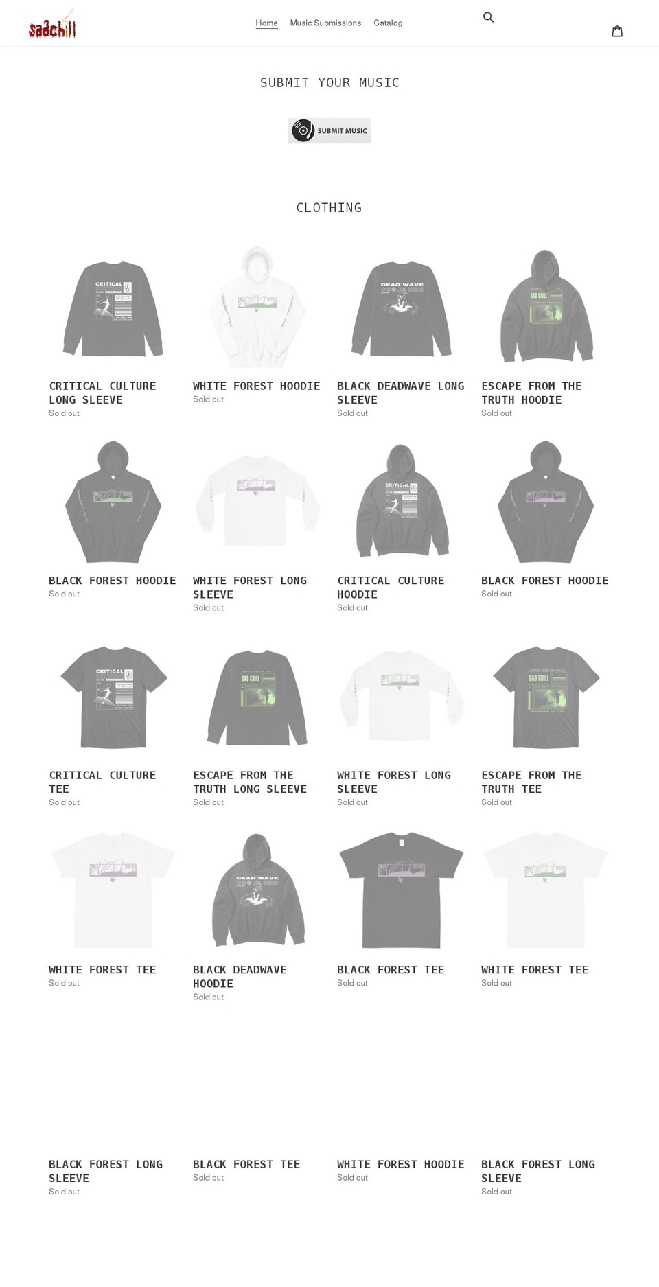 sadchill.net shopify website screenshot