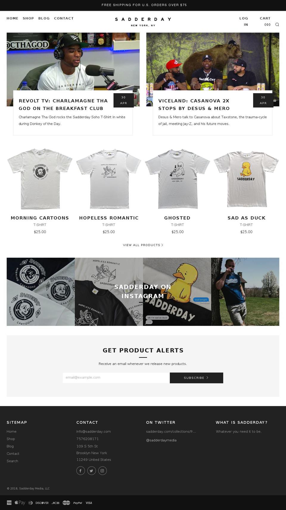 sadderday.com shopify website screenshot