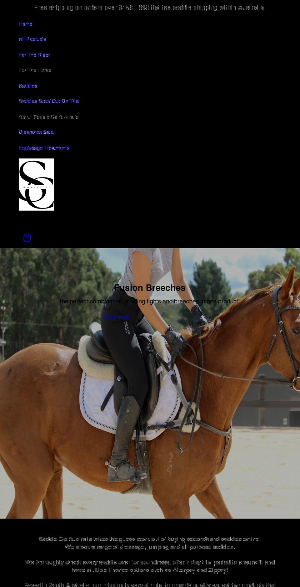 saddlecoaustralia.com shopify website screenshot