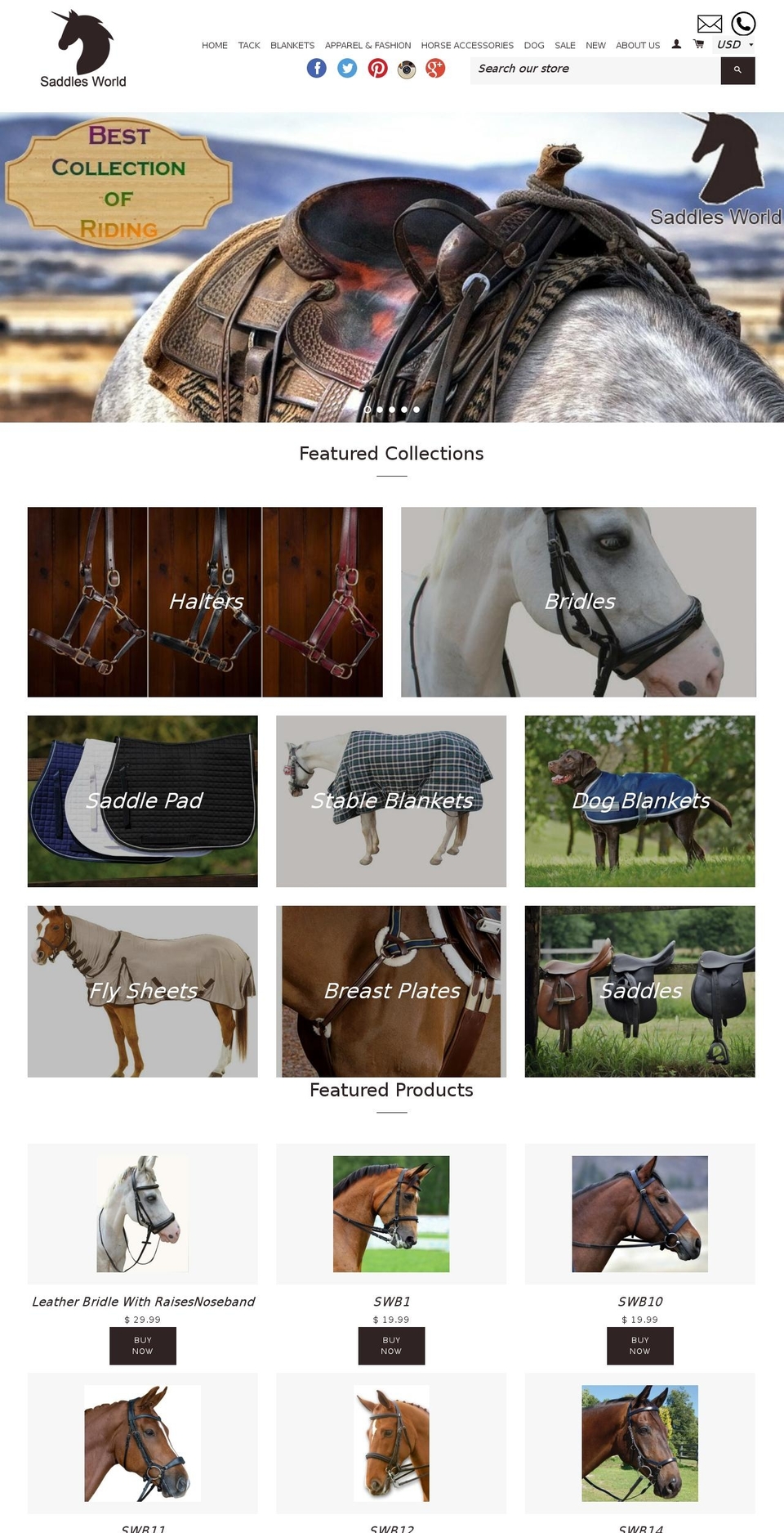 saddlesworld.com shopify website screenshot