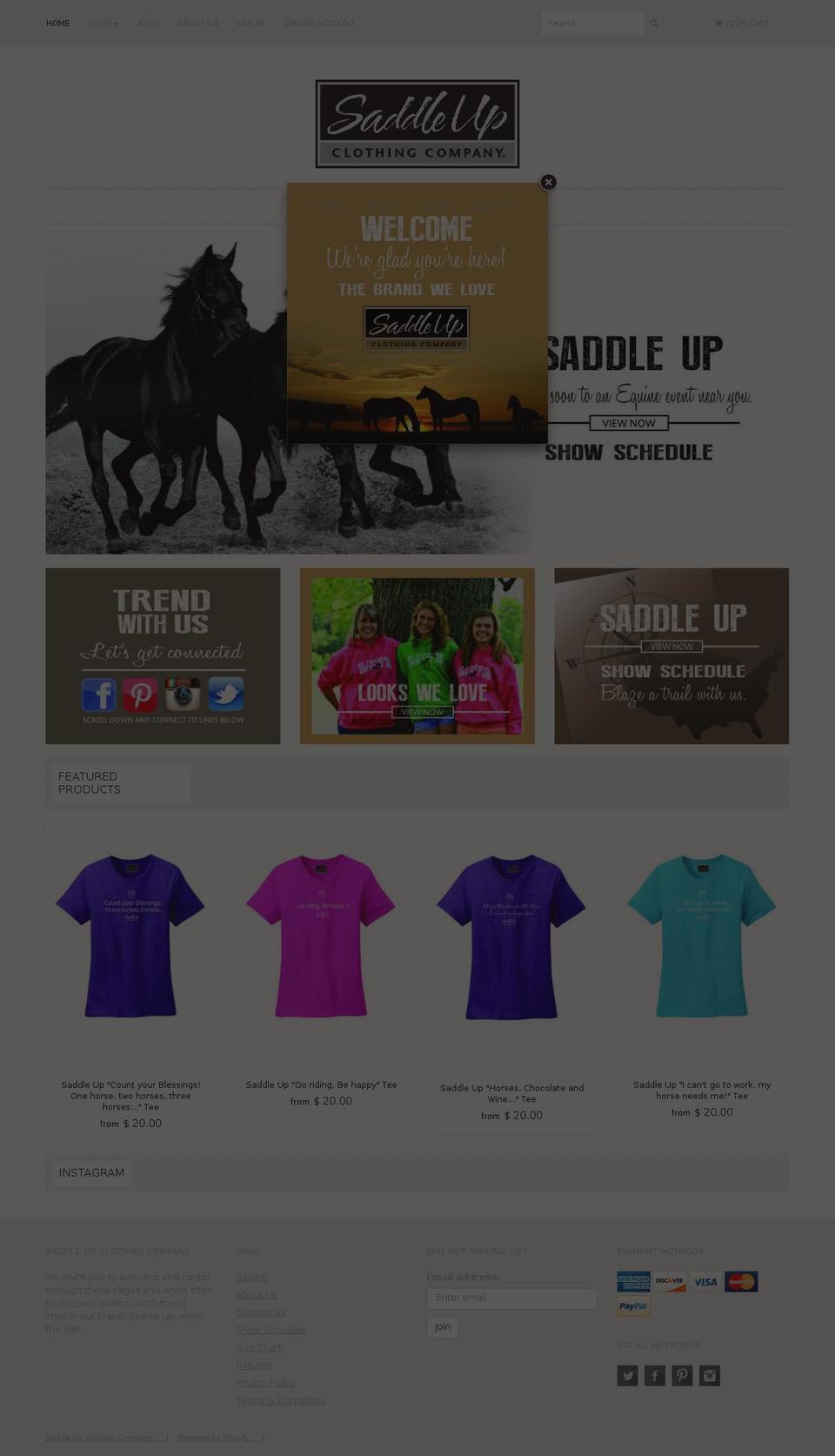 saddleupclothingcompany.com shopify website screenshot