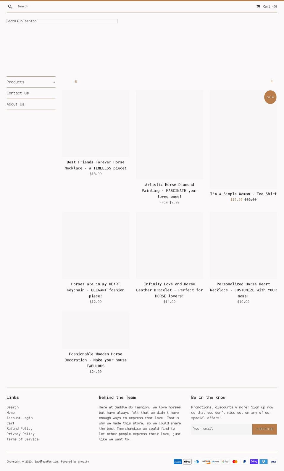 saddleupfashion.com shopify website screenshot