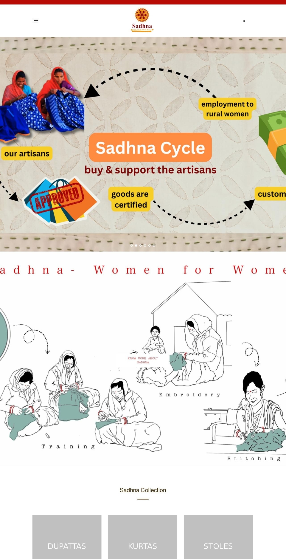 sadhna.org shopify website screenshot