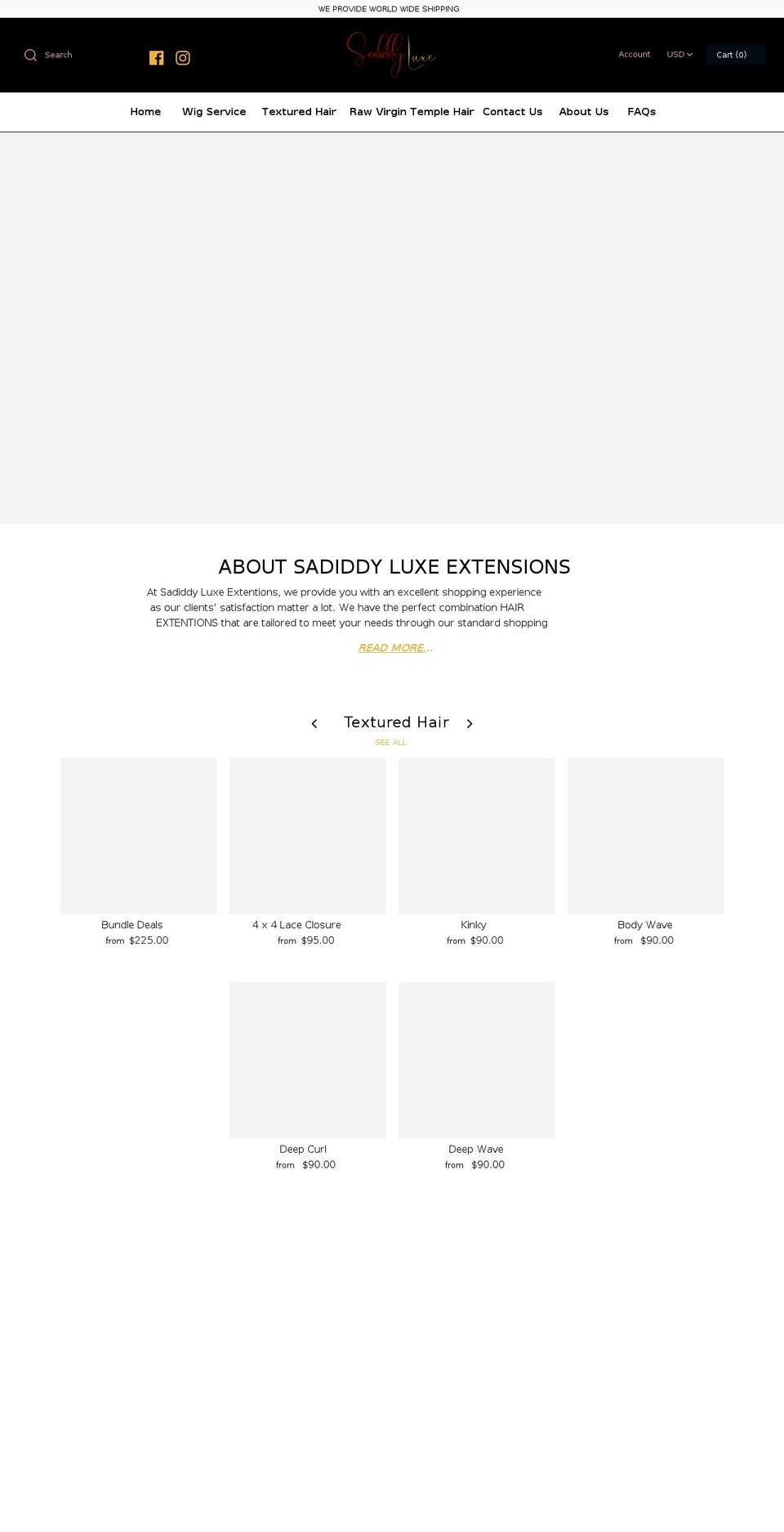 sadiddyluxe.com shopify website screenshot