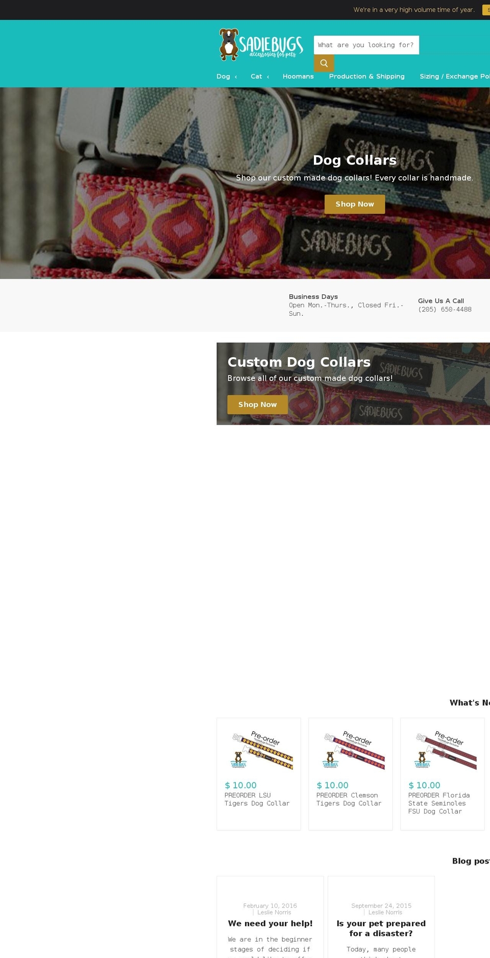 sadiebugs.com shopify website screenshot