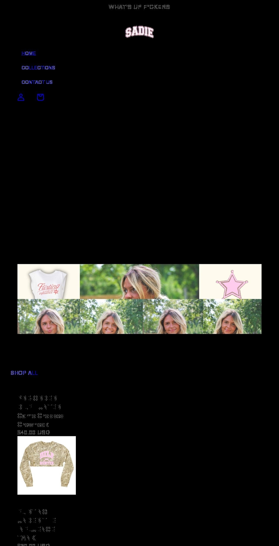 sadiecrowell.com shopify website screenshot