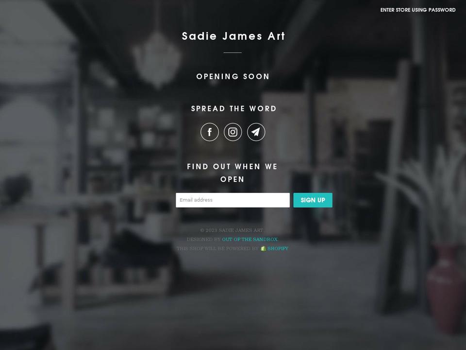 sadiejames.com shopify website screenshot