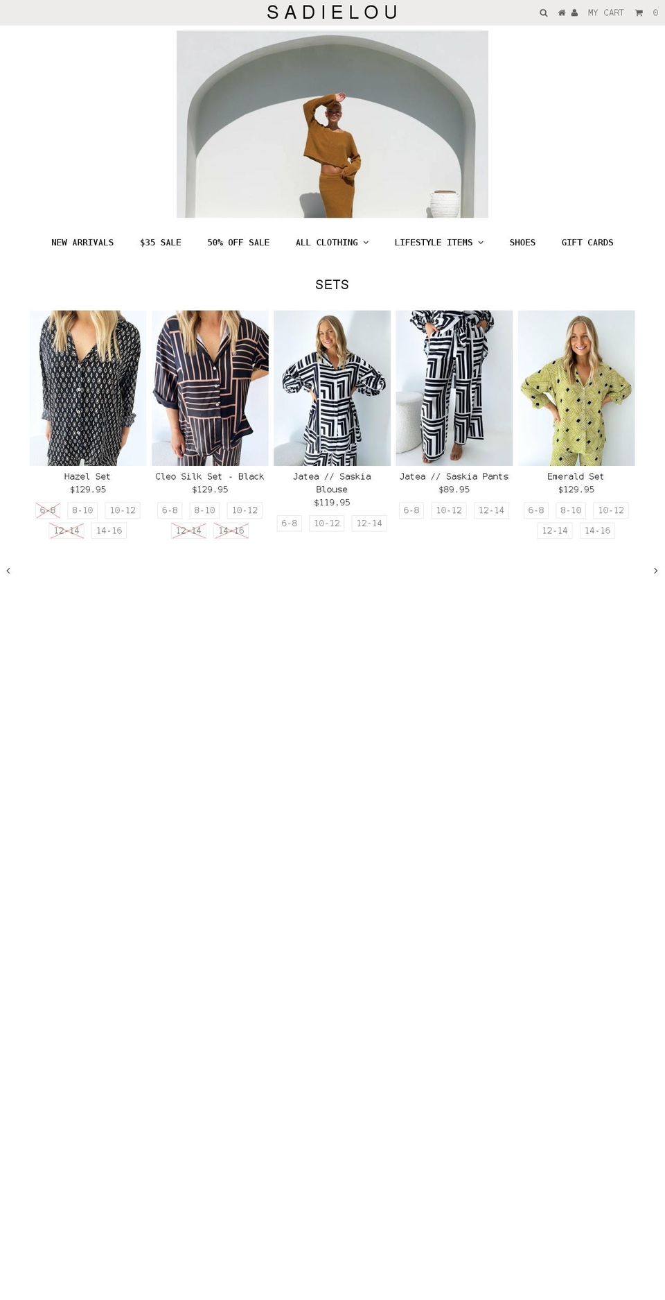 sadielou.com.au shopify website screenshot